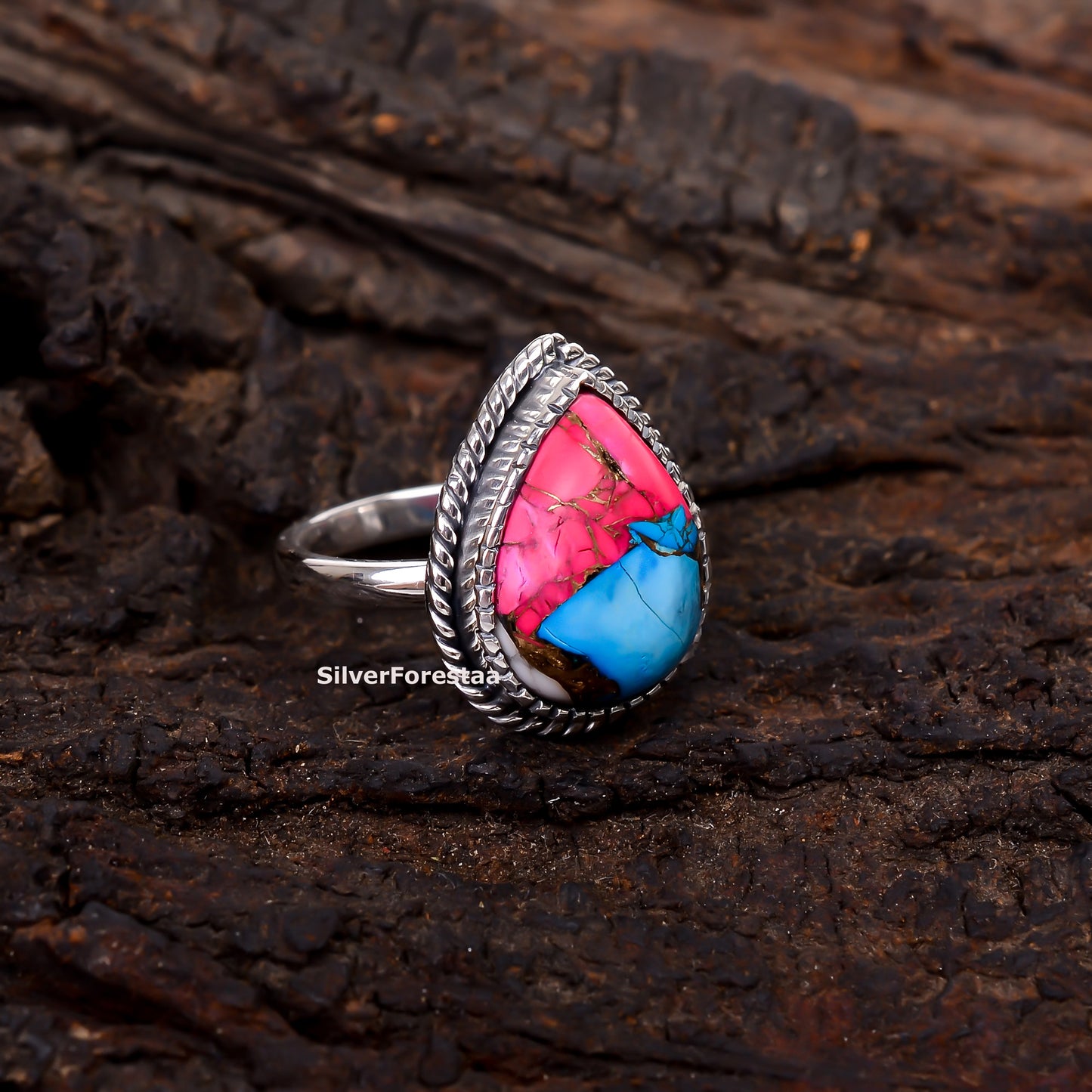Mystic Artisan Ring – Cotton Candy Turquoise in 925 Silver