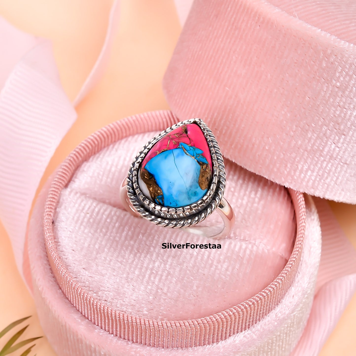 Mystic Artisan Ring – Cotton Candy Turquoise in 925 Silver