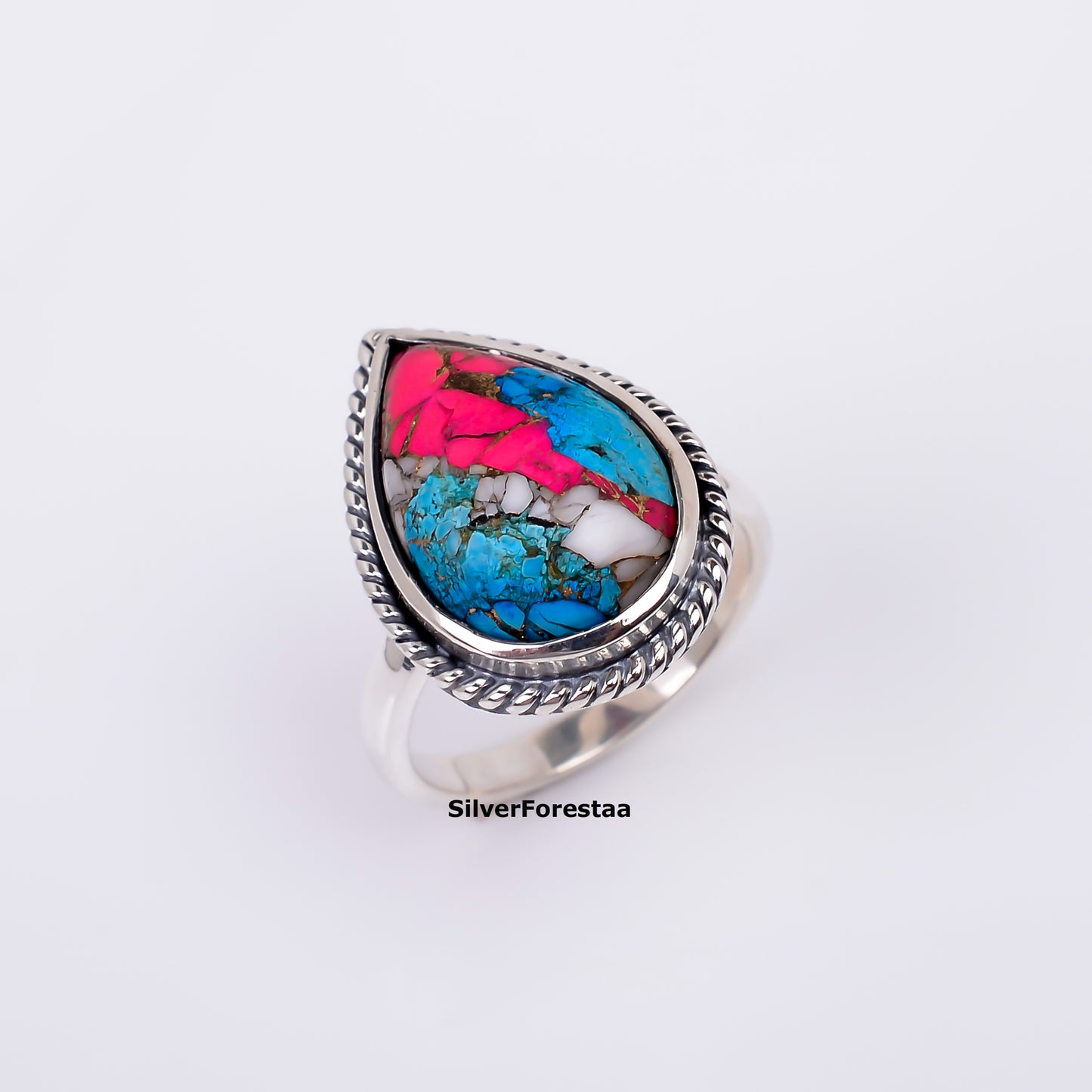 Desert Rose Dreams – Bohemian Turquoise Ring in Sterling Silver