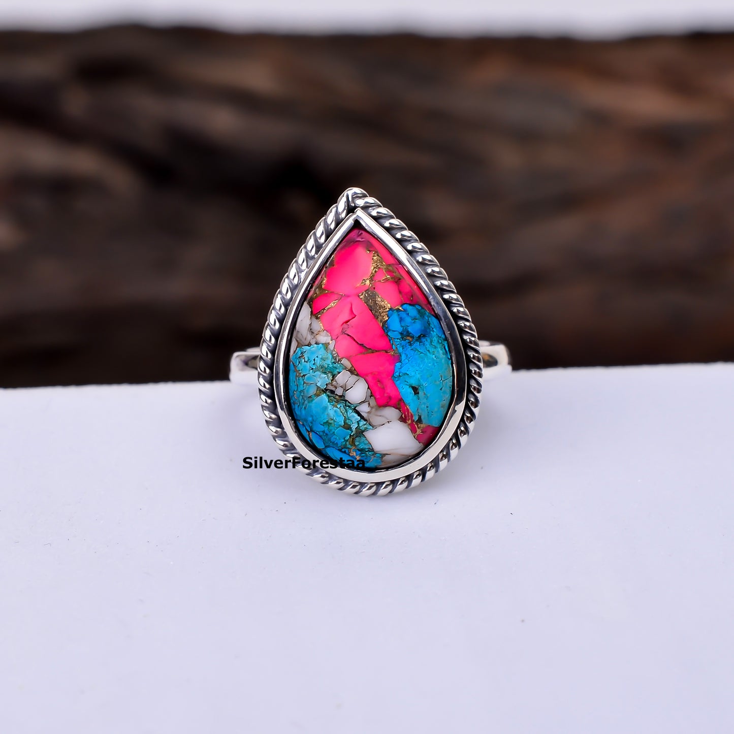 Desert Rose Dreams – Bohemian Turquoise Ring in Sterling Silver