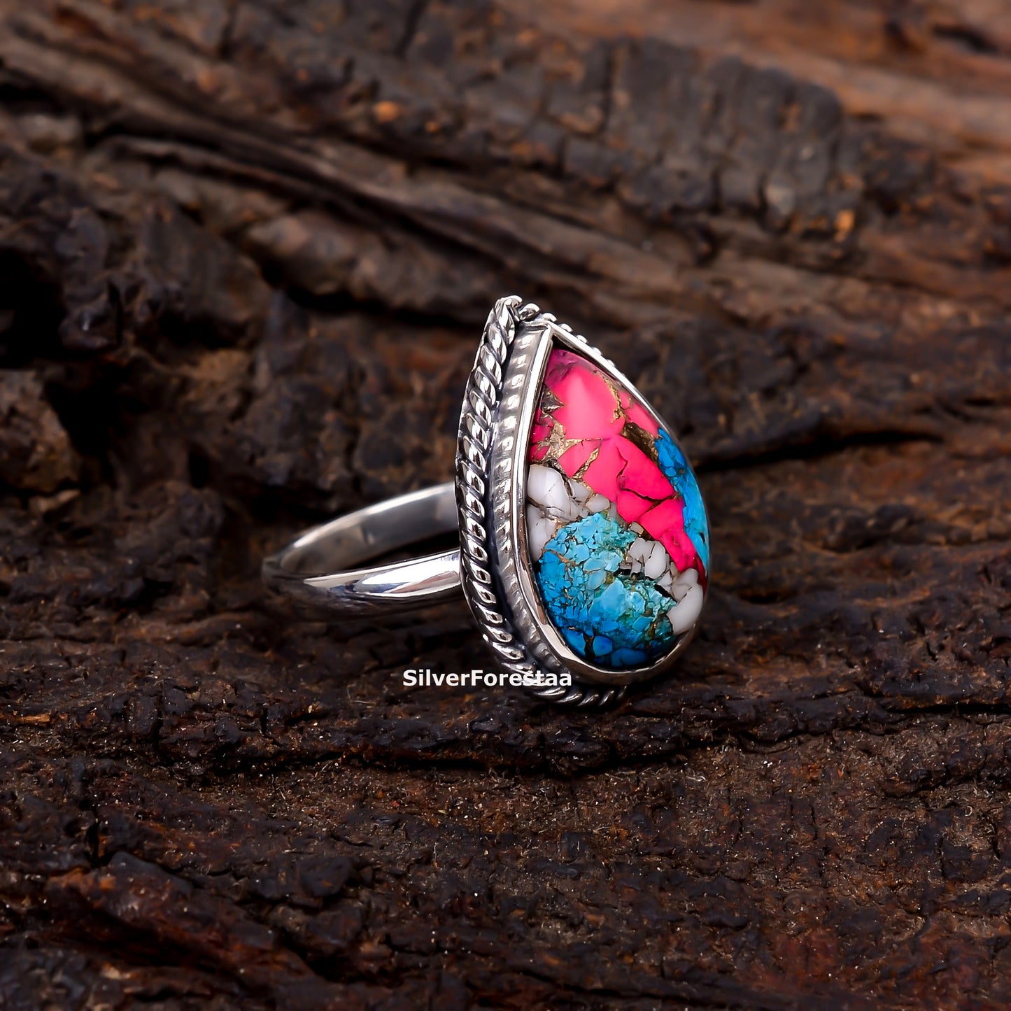 Desert Rose Dreams – Bohemian Turquoise Ring in Sterling Silver