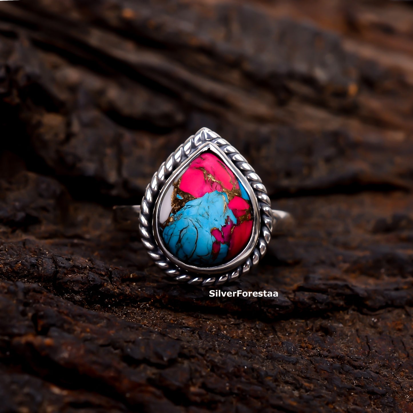 Bohemian Breeze – Cotton Candy Turquoise Gemstone Ring