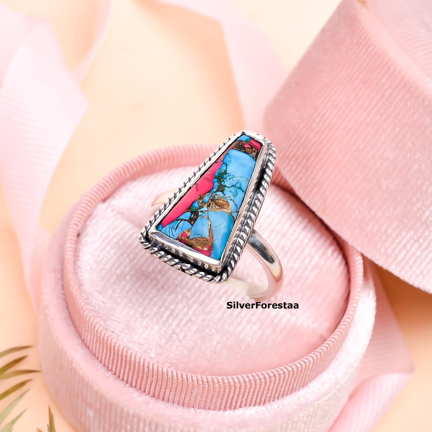Cotton Candy Dreams – Turquoise Ring in Fine Sterling Silver