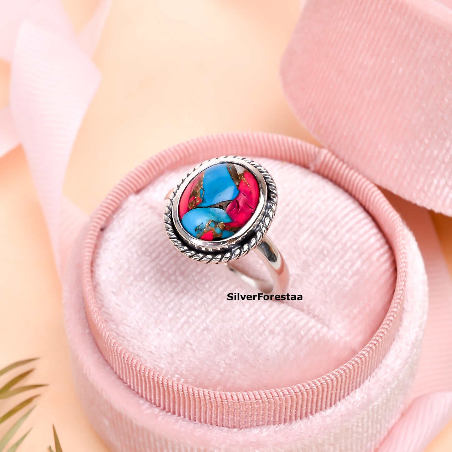 Vintage Vibes – Cotton Candy Turquoise Ring Handmade in Silver