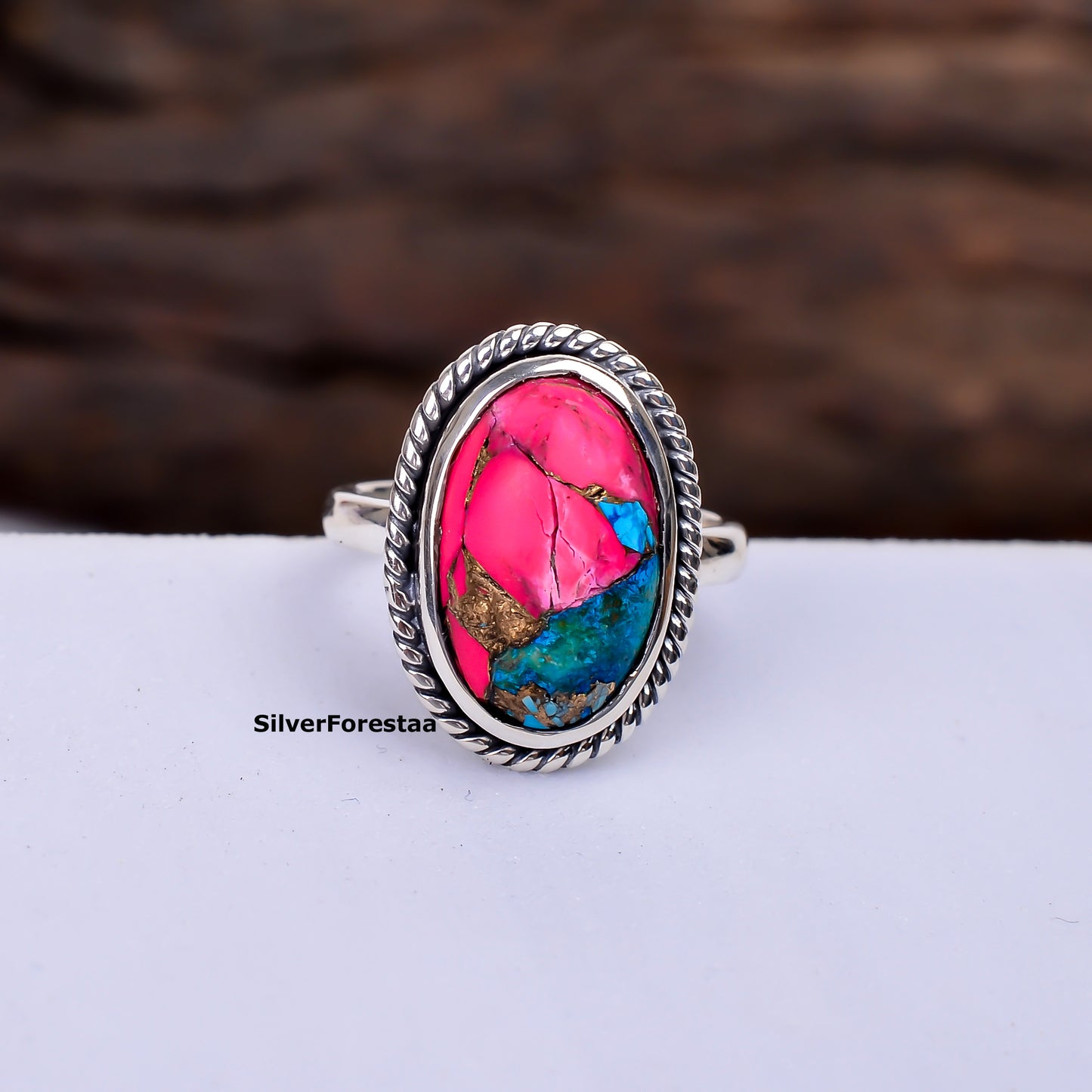 Handcrafted Cotton Candy Turquoise Ring in Solid Silver