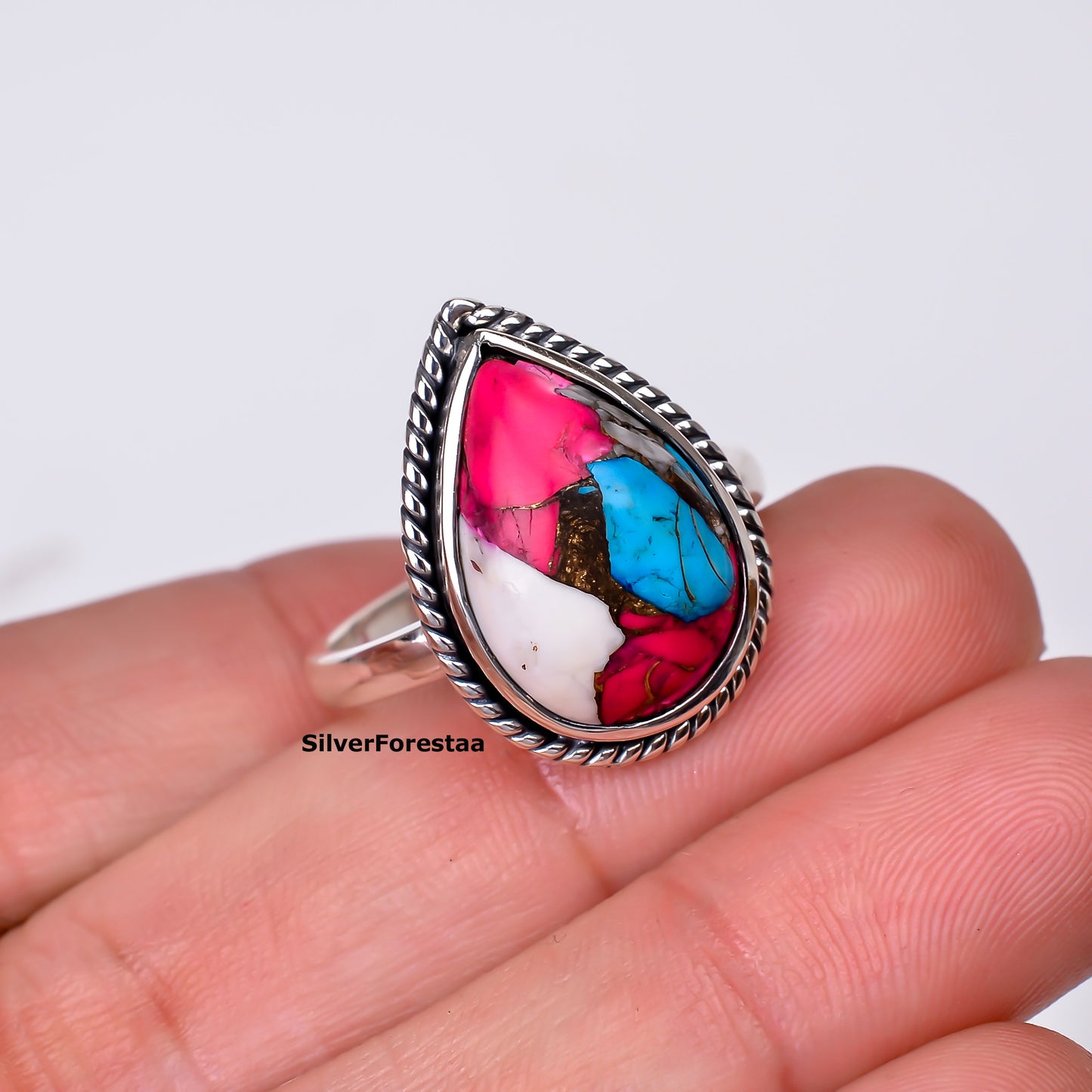 Cotton Candy Bliss – Turquoise Ring in 925 Sterling Silver