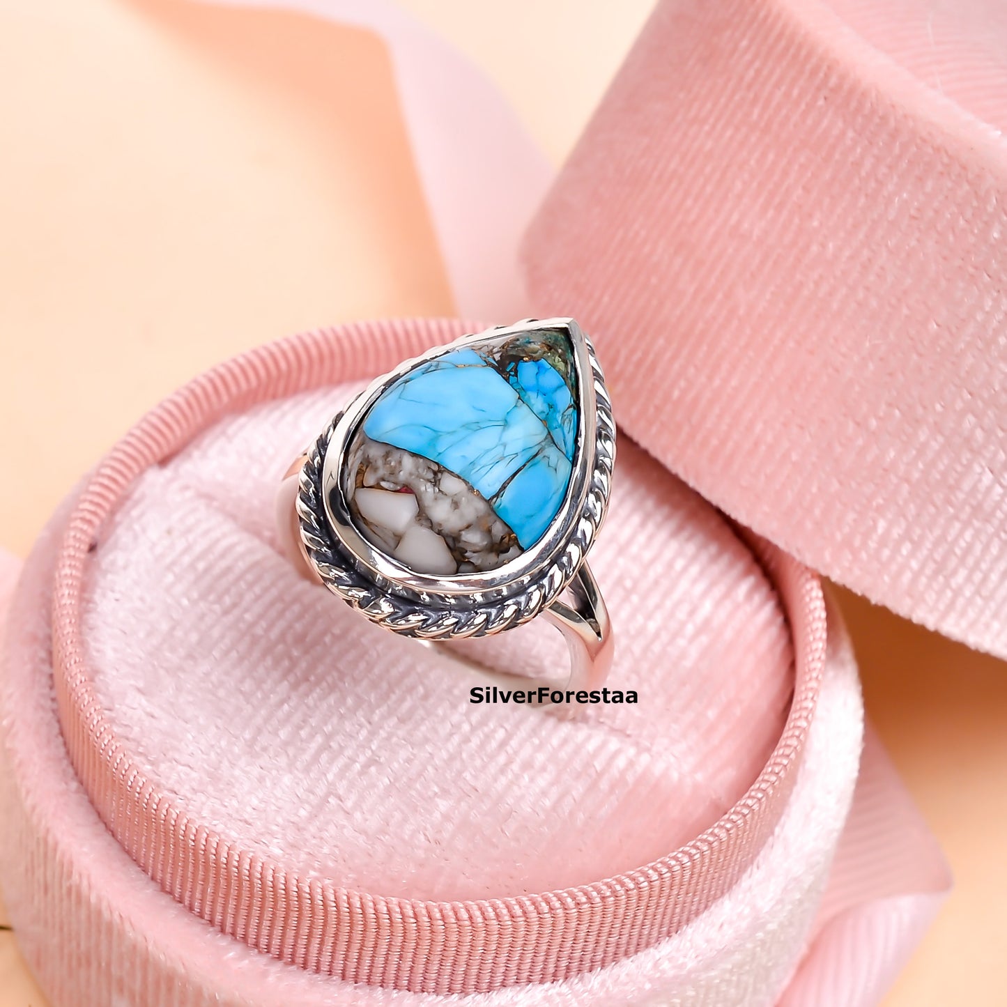 Soft Hues, Bold Style – Cotton Candy Turquoise 925 Silver Ring