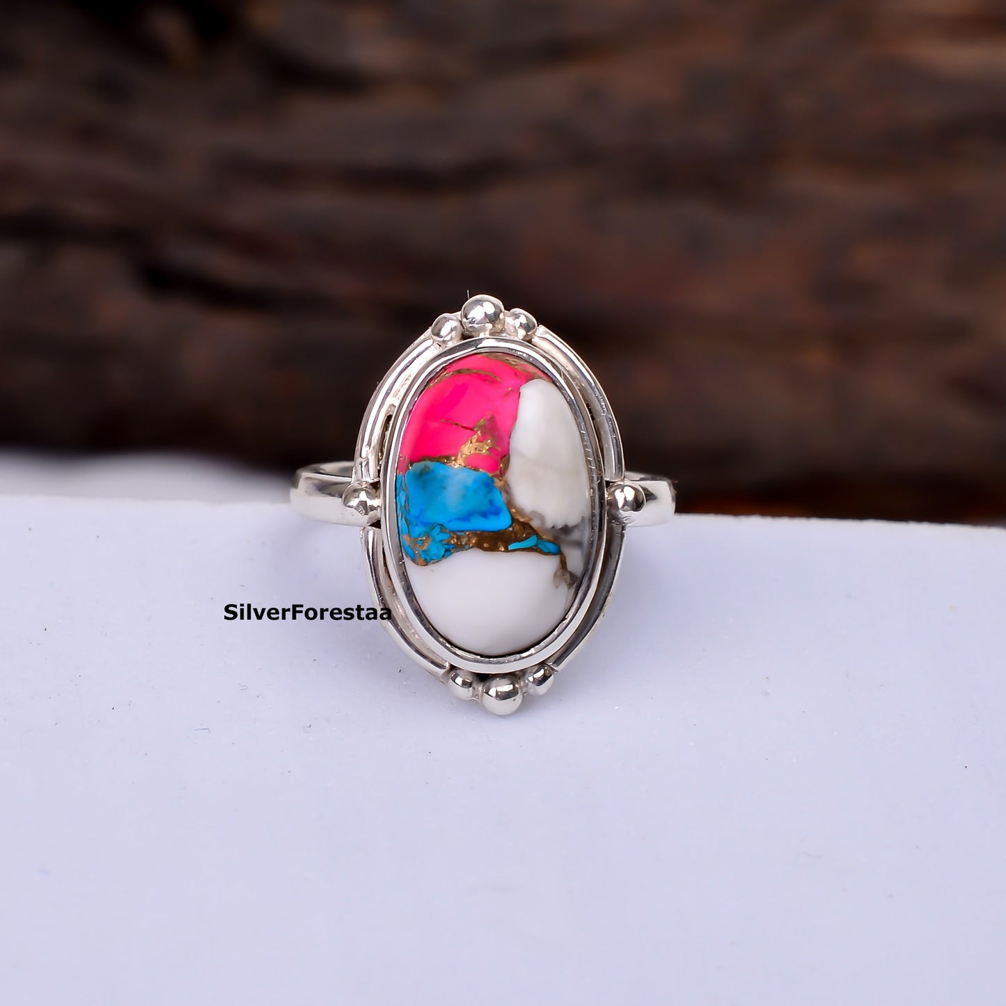 Pastel Turquoise Magic – 925 Sterling Silver Cotton Candy Ring