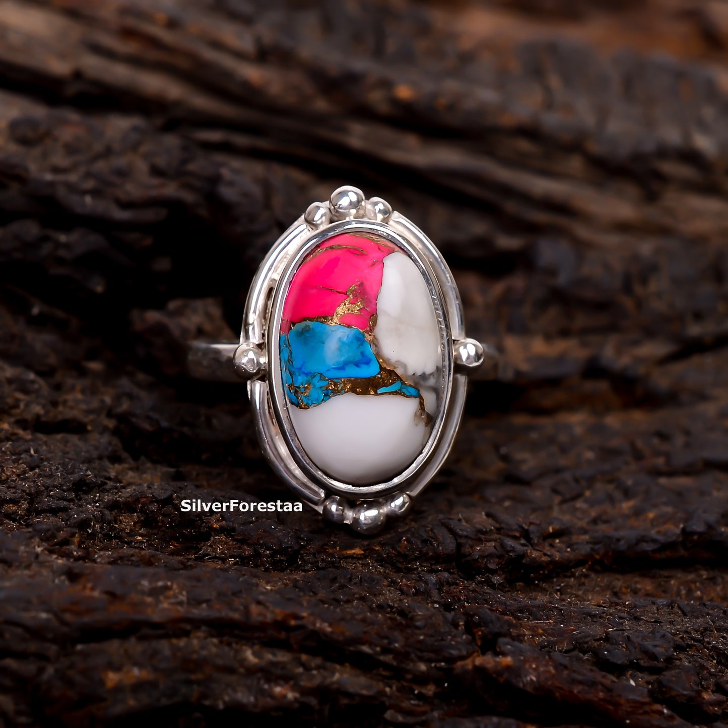 Pastel Turquoise Magic – 925 Sterling Silver Cotton Candy Ring