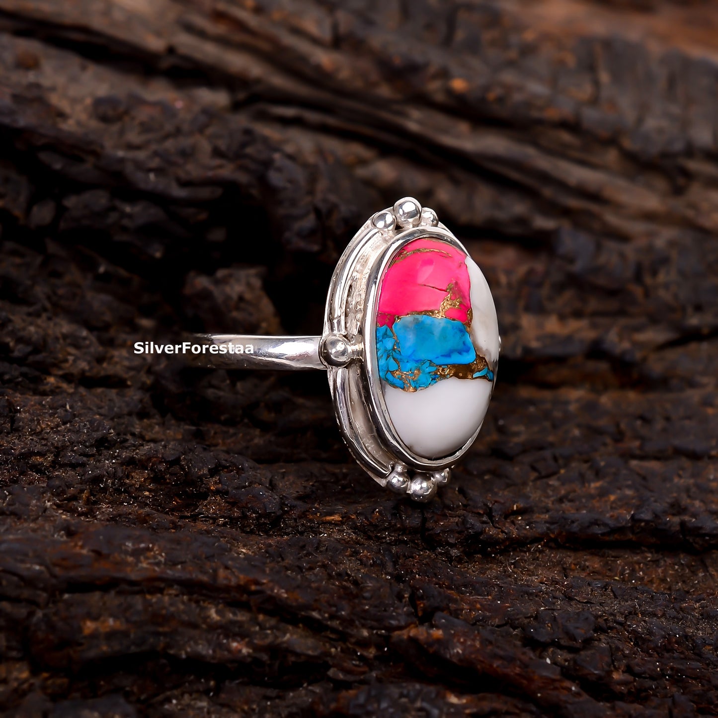 Pastel Turquoise Magic – 925 Sterling Silver Cotton Candy Ring