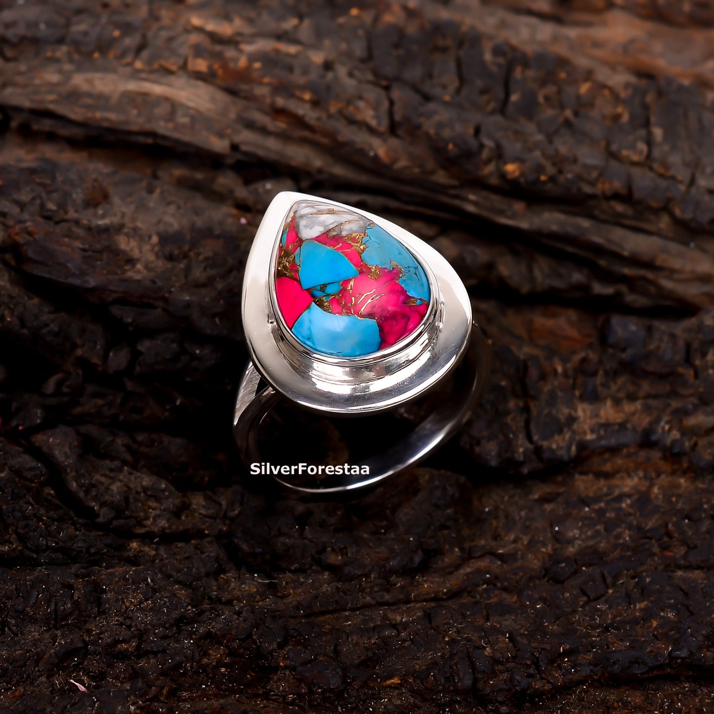 Dreamy Cotton Candy Turquoise Ring – Handmade in Sterling Silver