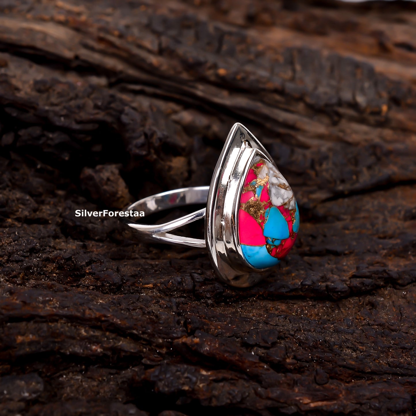 Dreamy Cotton Candy Turquoise Ring – Handmade in Sterling Silver