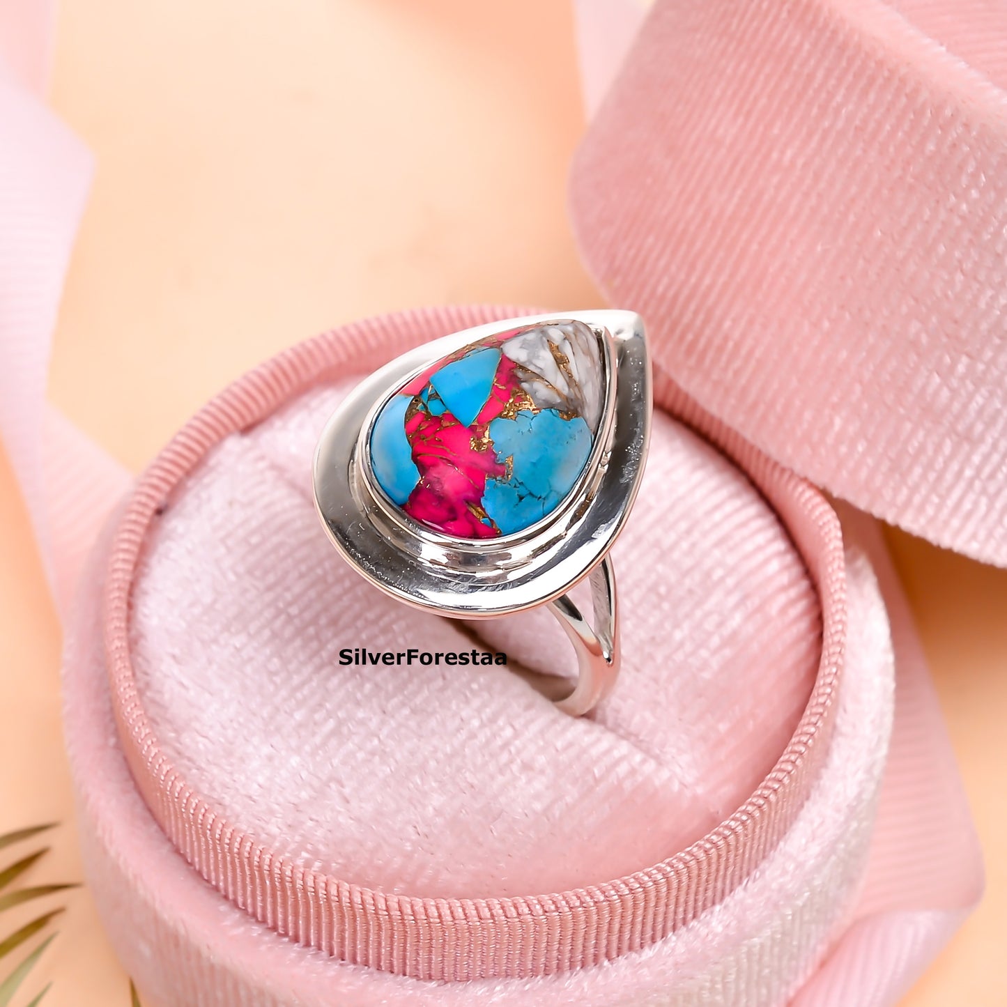 Dreamy Cotton Candy Turquoise Ring – Handmade in Sterling Silver
