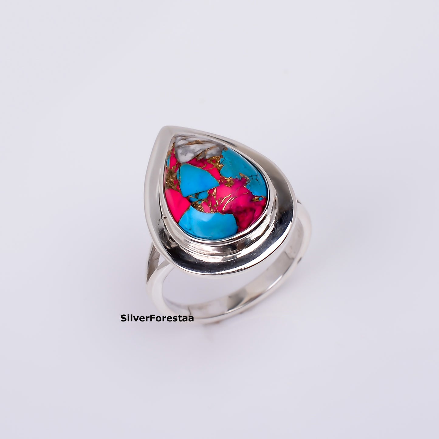 Dreamy Cotton Candy Turquoise Ring – Handmade in Sterling Silver