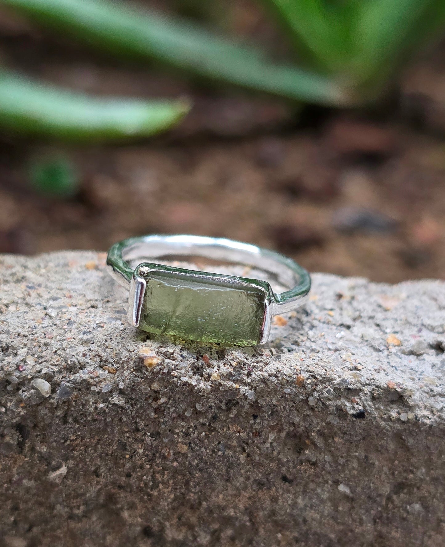 Raw Moldavite Handmade Ring | 925 Silver - SilverForestaa