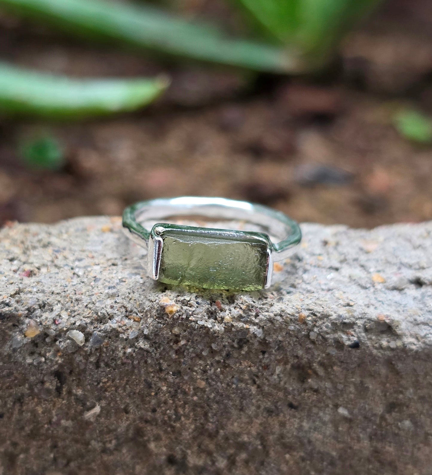 Raw Moldavite Handmade Ring | 925 Silver - SilverForestaa