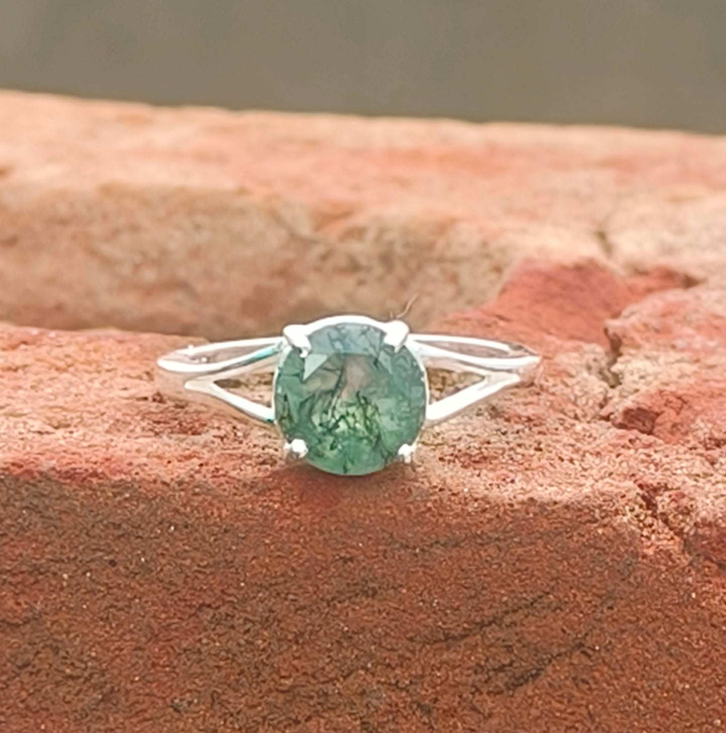 925 Silver Moss Agate Dainty Jewelry | Handmade for Her