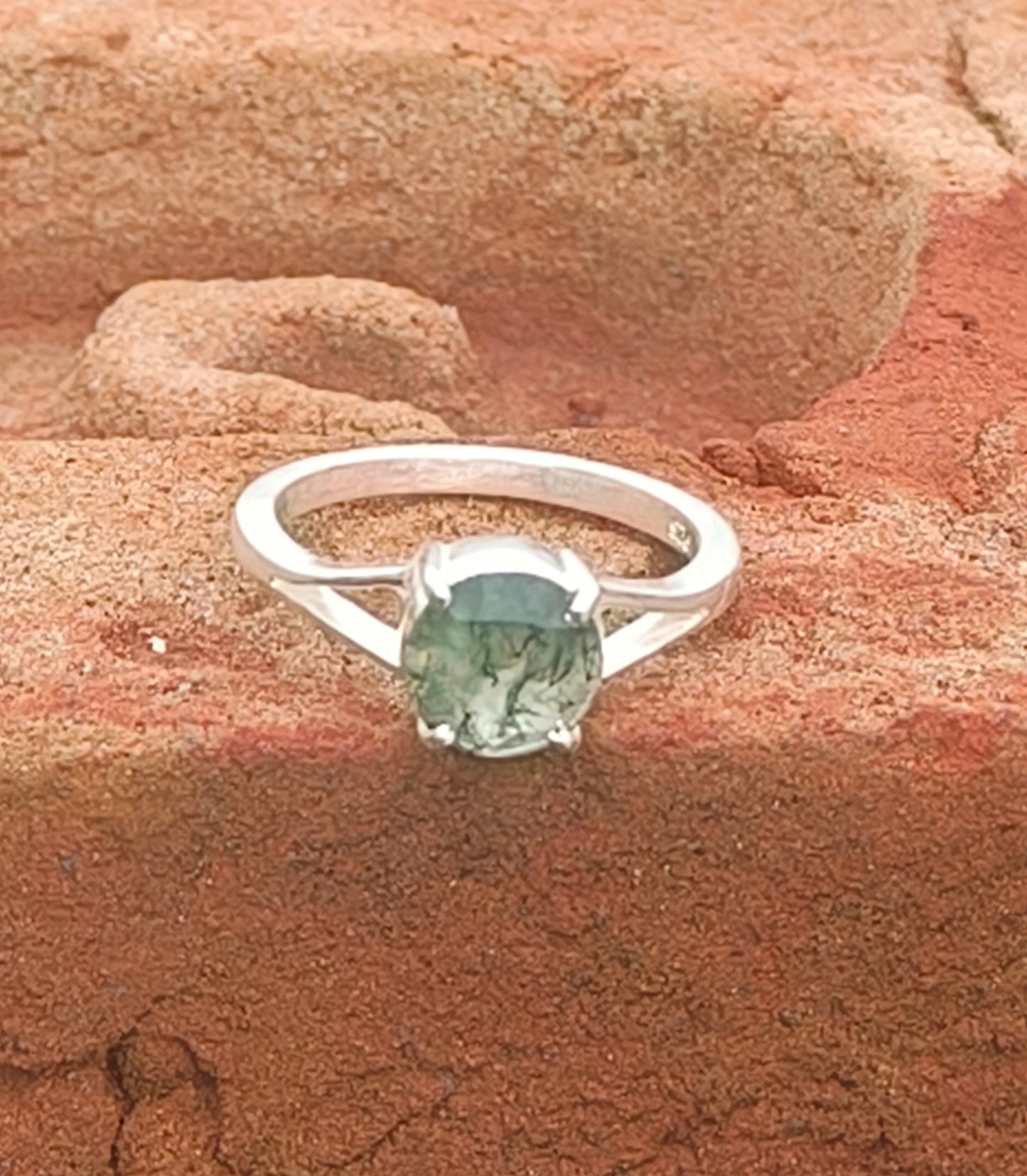 925 Silver Moss Agate Dainty Jewelry | Handmade for Her