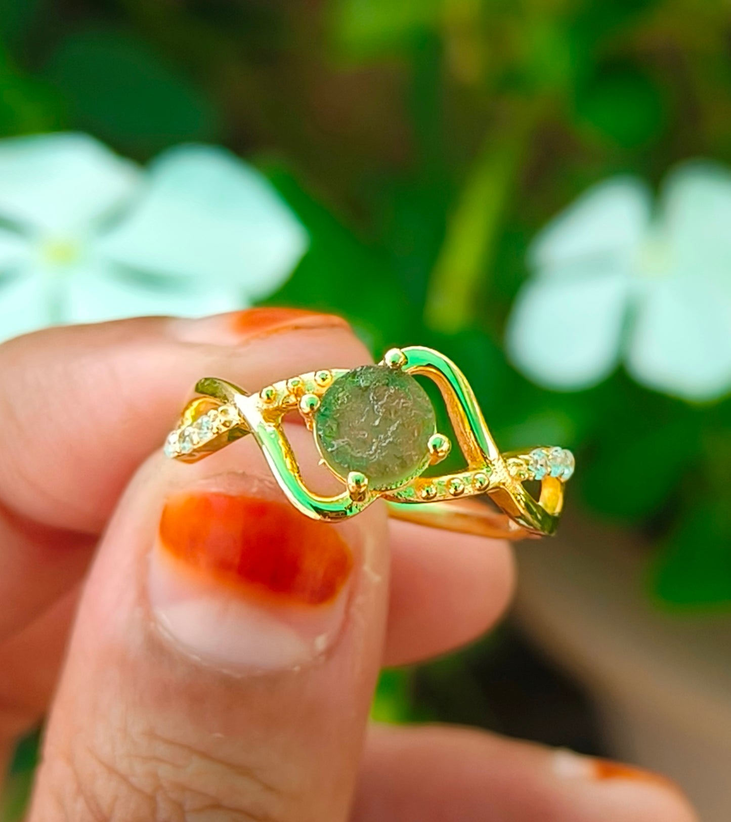 Rough Moldavite Ring | Silver Jewelry for Her