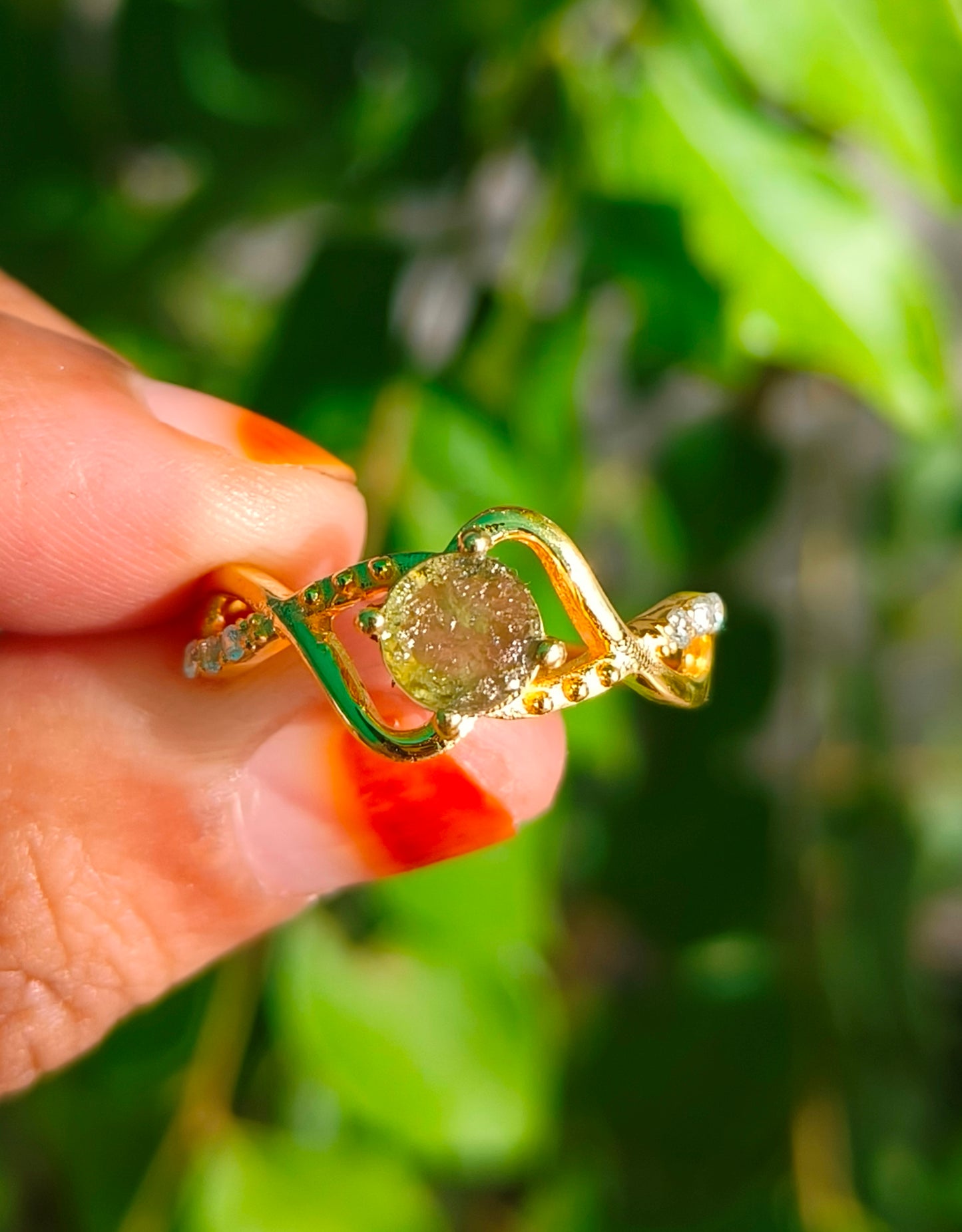Rough Moldavite Ring | Silver Jewelry for Her
