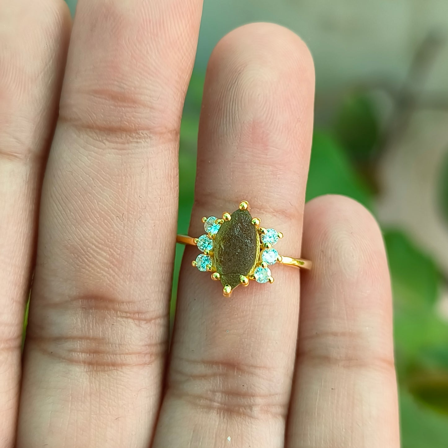 Moldavite Gemstone Ring for Women - SilverForestaa
