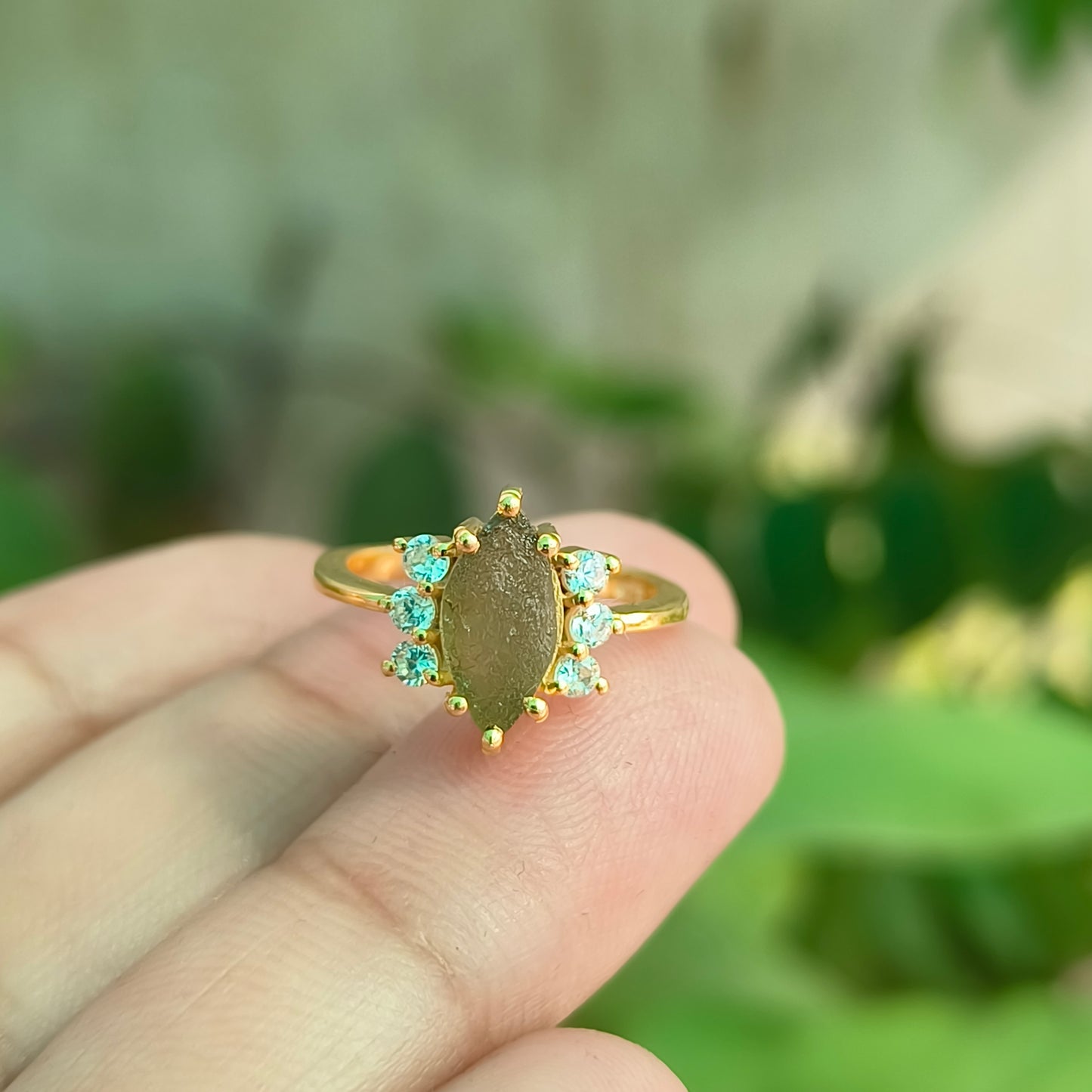 Moldavite Gemstone Ring for Women - SilverForestaa