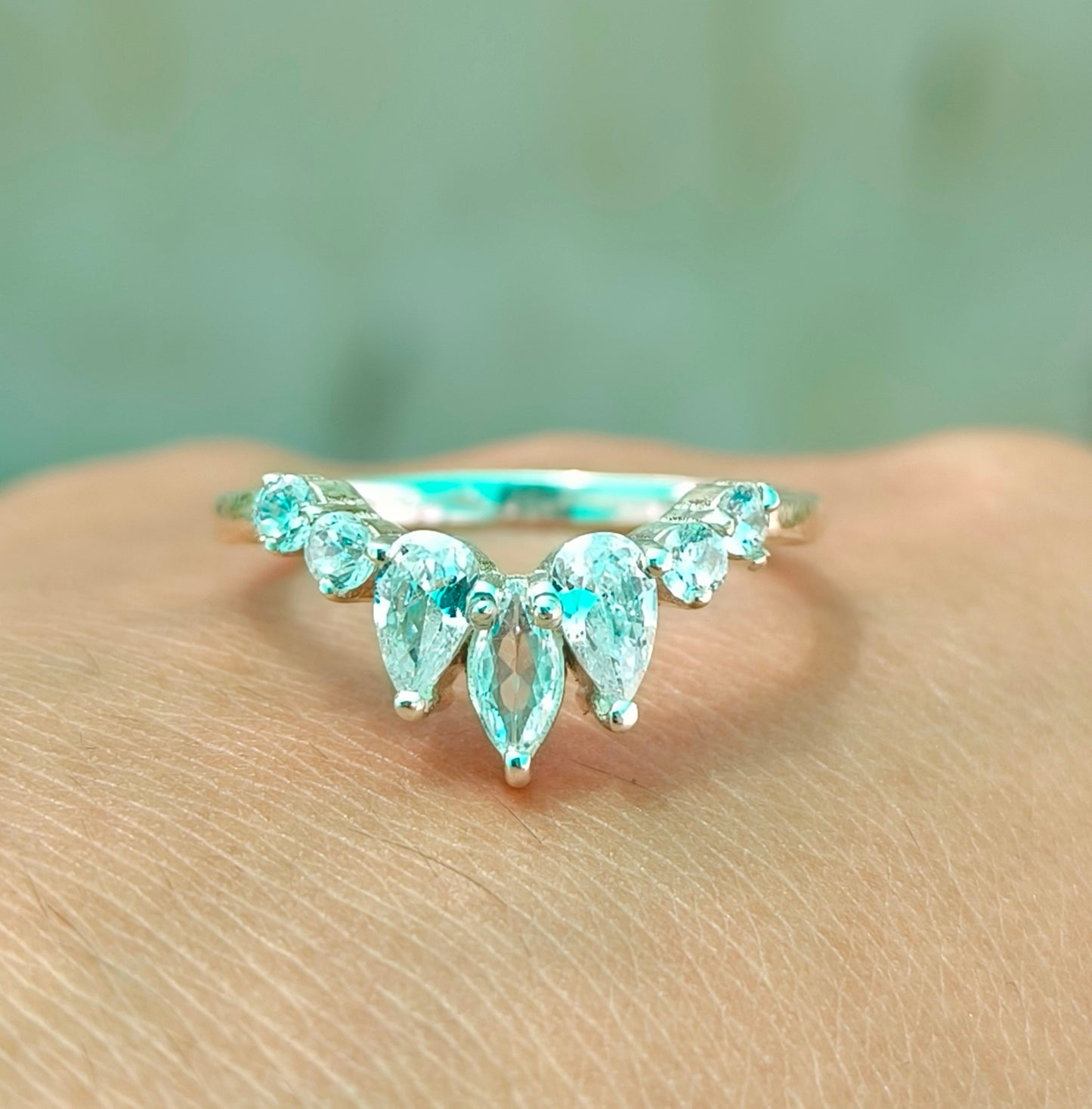 925 Sterling Silver Chevron Ring Band Bridal Set for Women - SILVERFORESTAA