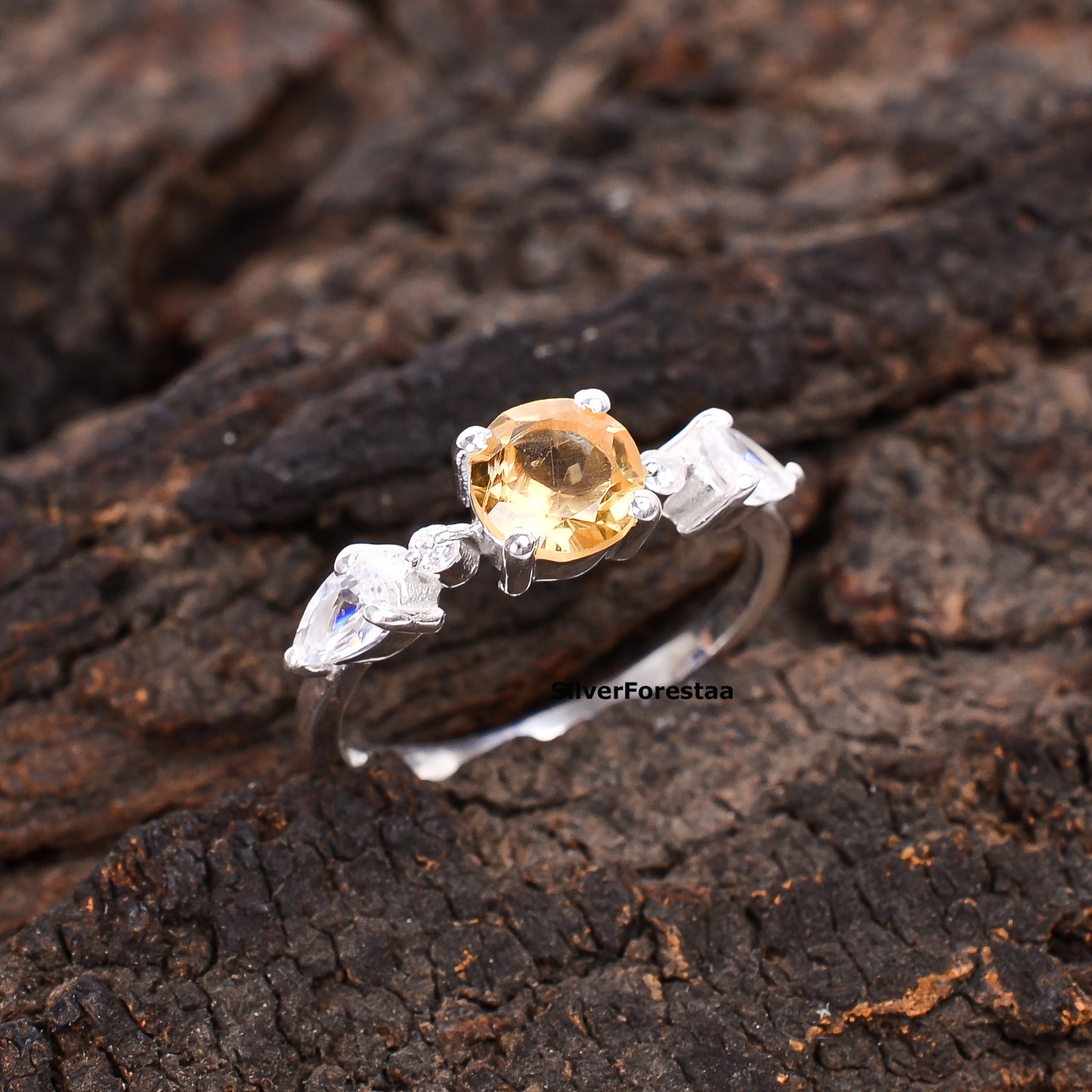 Natural Citrine Engagement Ring 925 Silver | Silverforestaa - SILVERFORESTAA