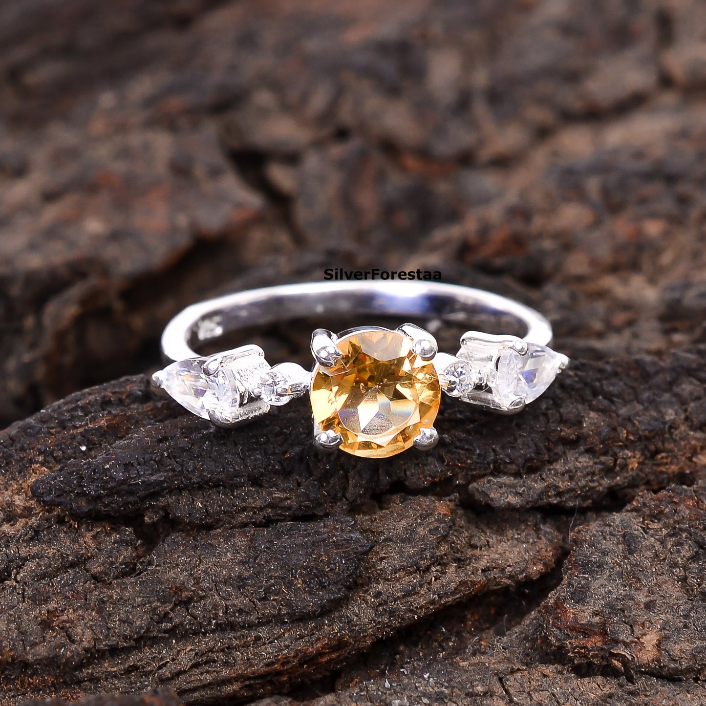 Natural Citrine Engagement Ring 925 Silver | Silverforestaa - SILVERFORESTAA
