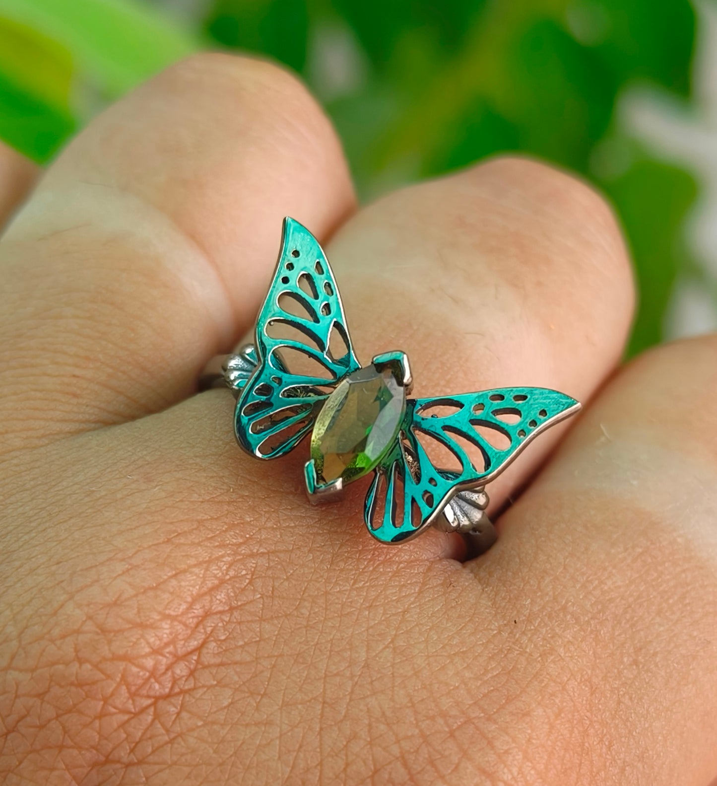 SilverForestaa Faceted Moldavite Engagement Ring – Dainty & Minimalist - SILVERFORESTAA