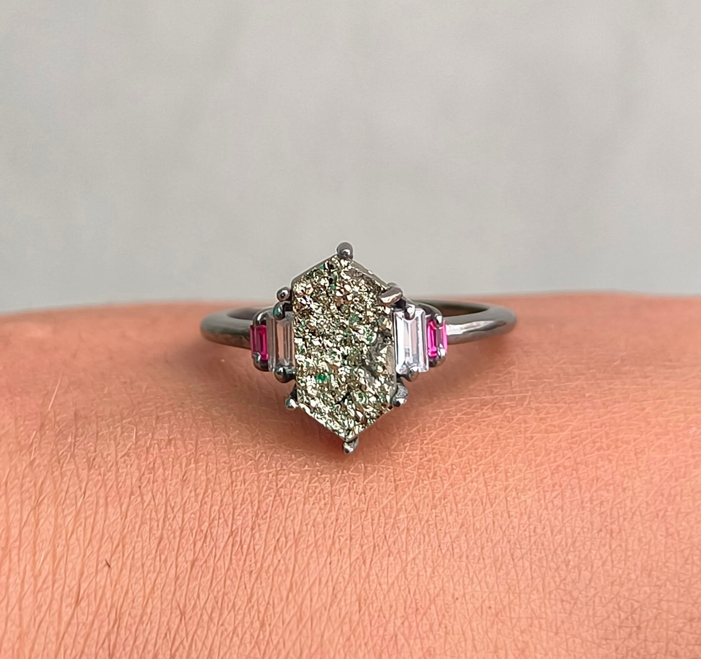 Natural Raw Pyrite Ring Women’s 925 Silver Jewelry - SILVERFORESTAA