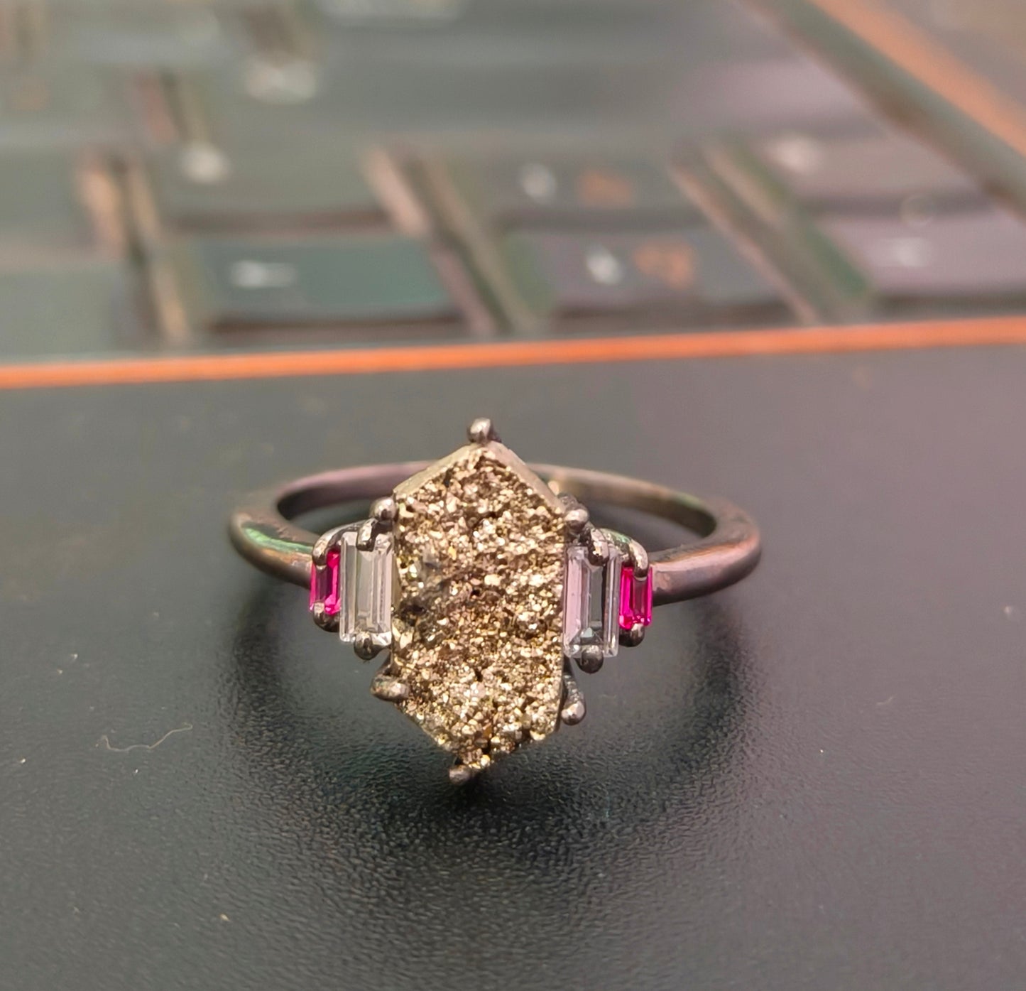 Natural Raw Pyrite Ring Women’s 925 Silver Jewelry - SILVERFORESTAA