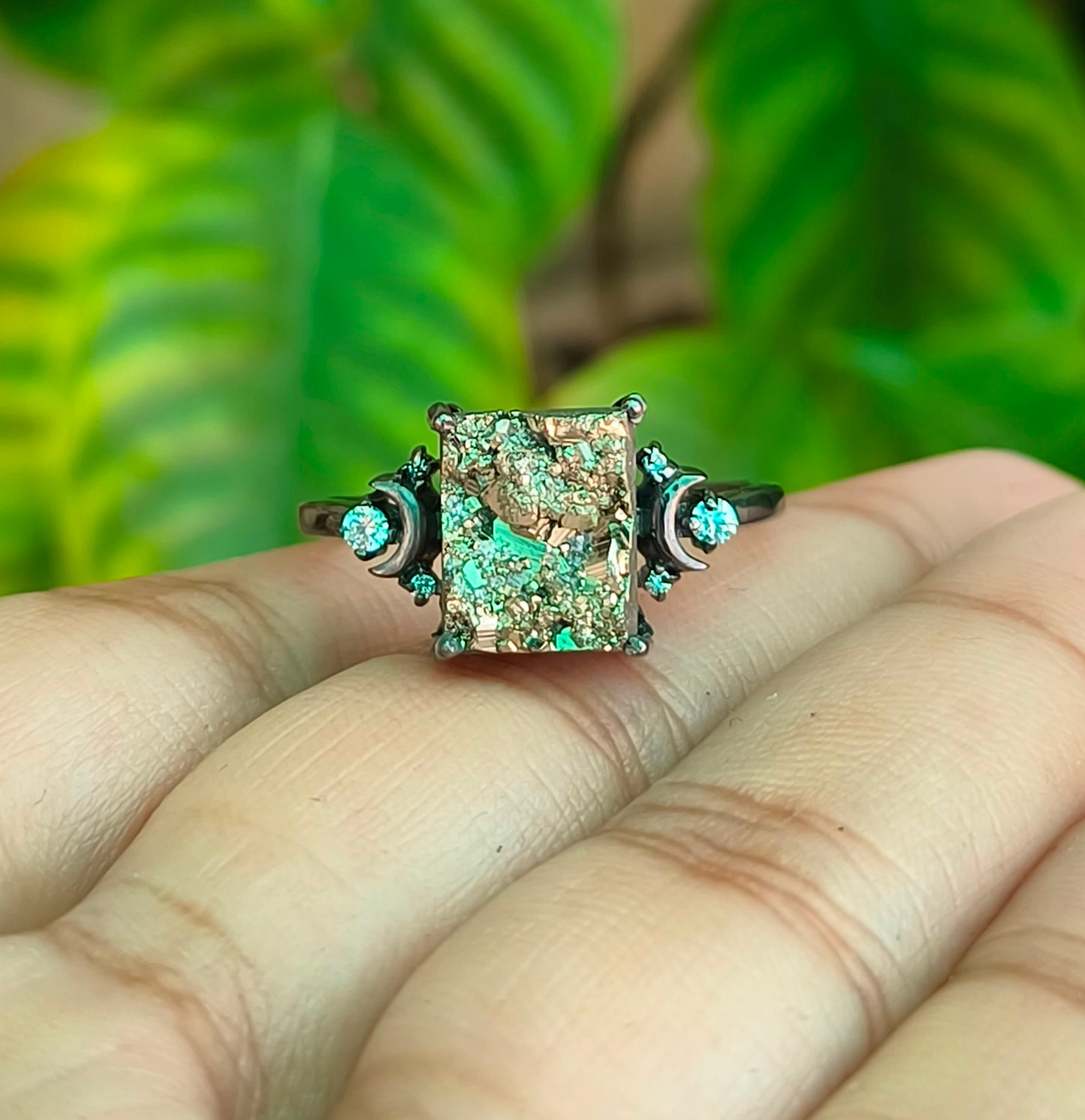 Raw Rough Pyrite Engagement Ring – 925 Sterling Silver | Silverforestaa - SILVERFORESTAA