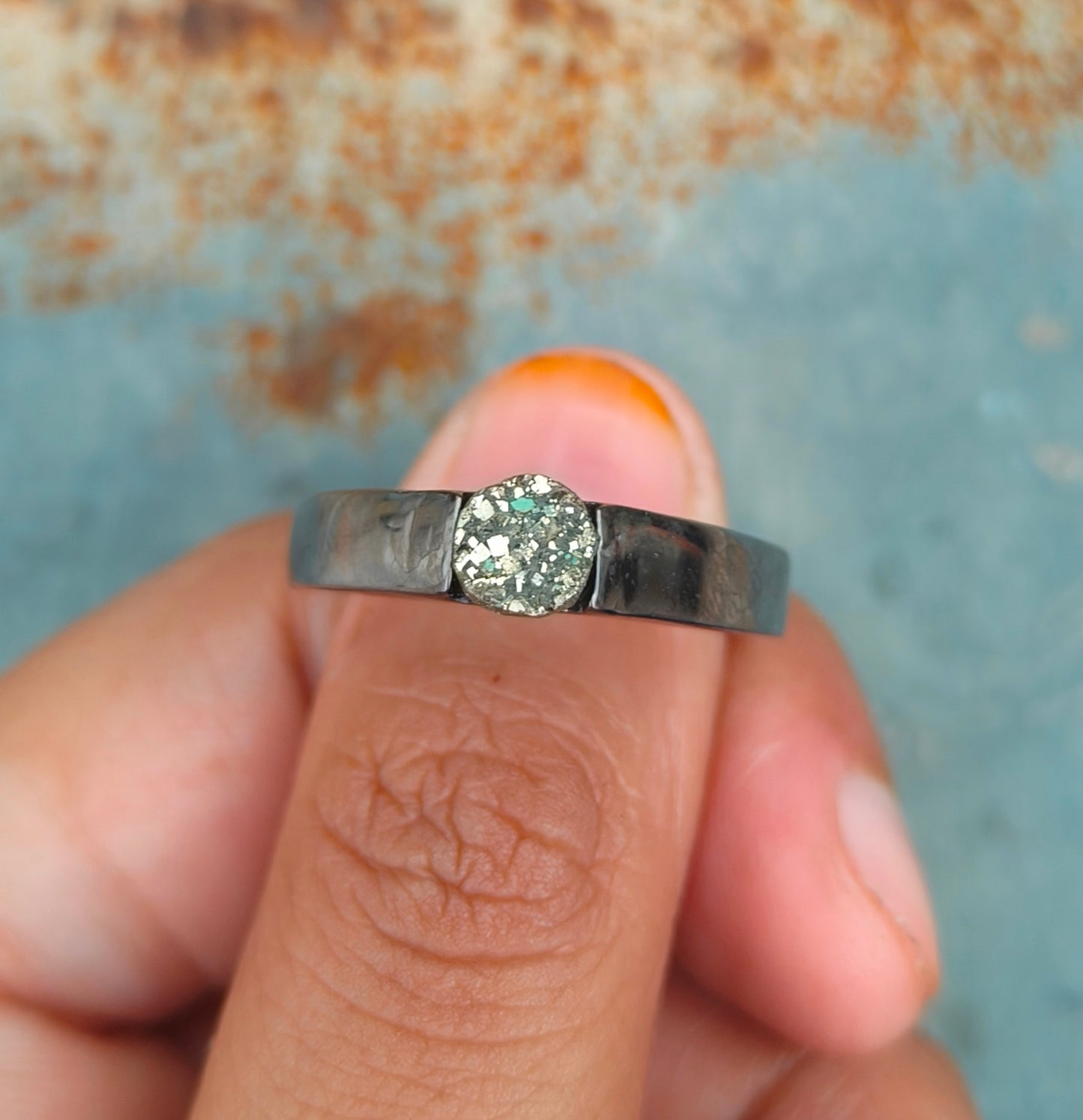 Rough Pyrite Men’s Silver Ring I SilverForestaa - SILVERFORESTAA