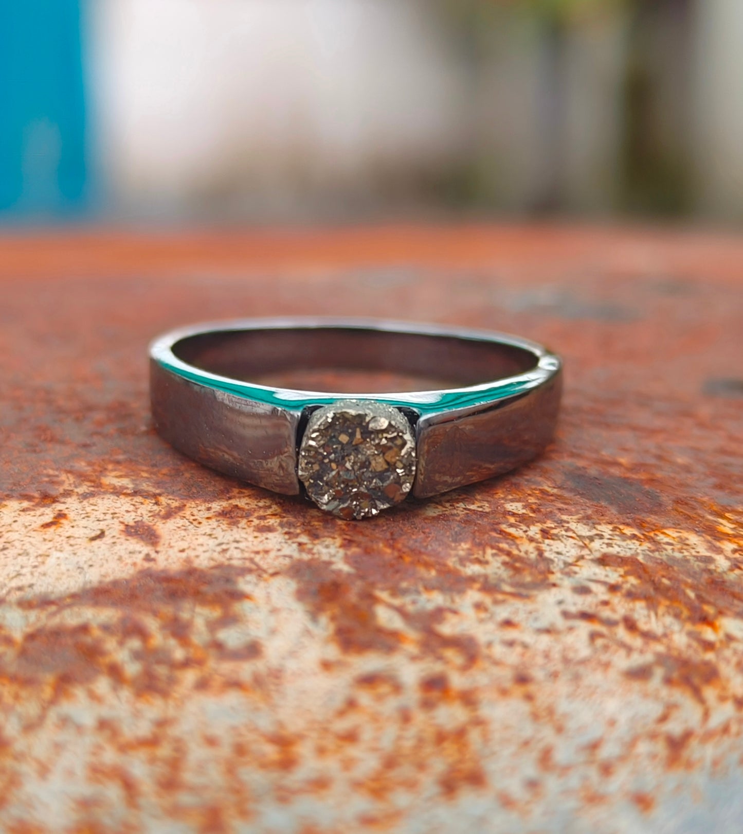 Rough Pyrite Men’s Silver Ring I SilverForestaa - SILVERFORESTAA