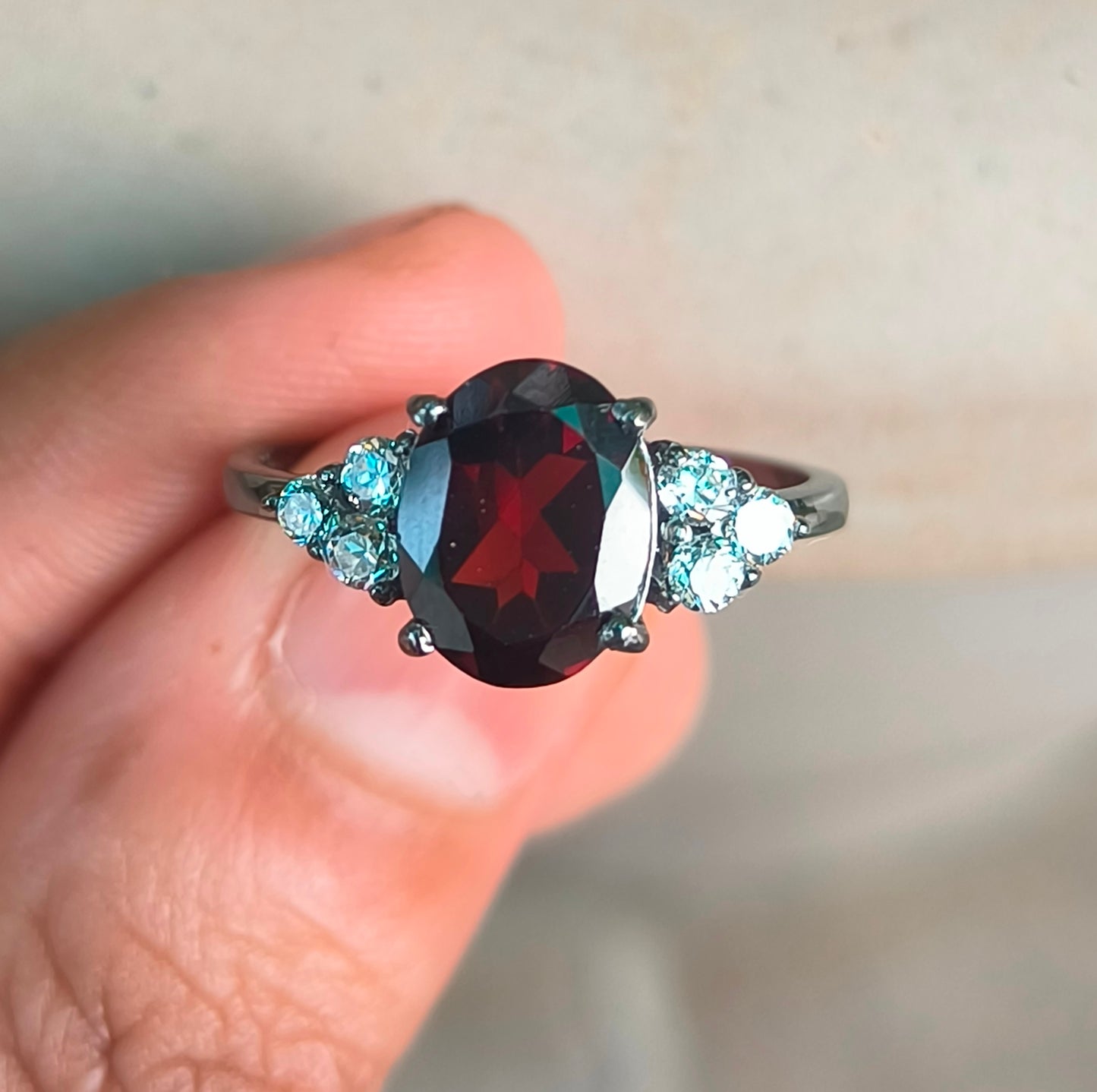 Garnet Dainty Engagement Ring in 925 Sterling Silver Ring | Silverforestaa - SILVERFORESTAA