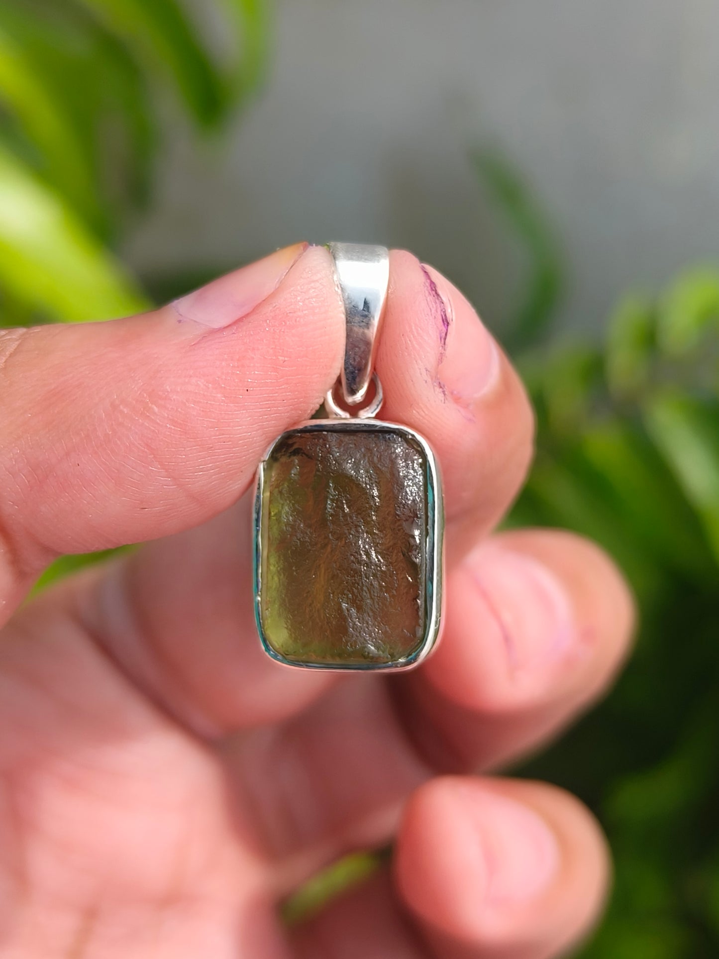 Rough Moldavite 925 Sterling Pendant | Natural Gemstone - SILVERFORESTAA