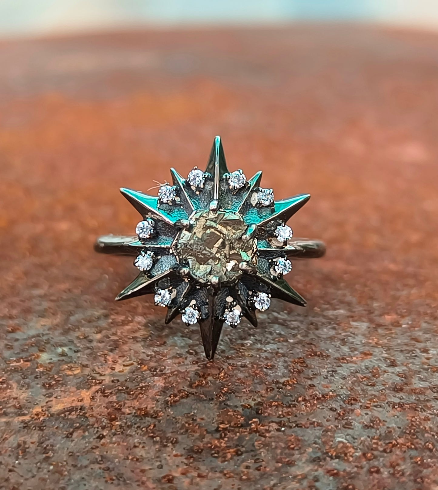925 Sterling Silver Raw Pyrite Minimalist Ring | SilverForestaa Jewelry - SILVERFORESTAA