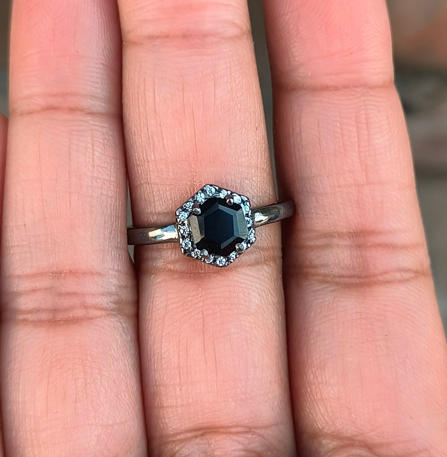 Black Onyx Gemstone Ring | Dainty 925 Silver Engagement Ring