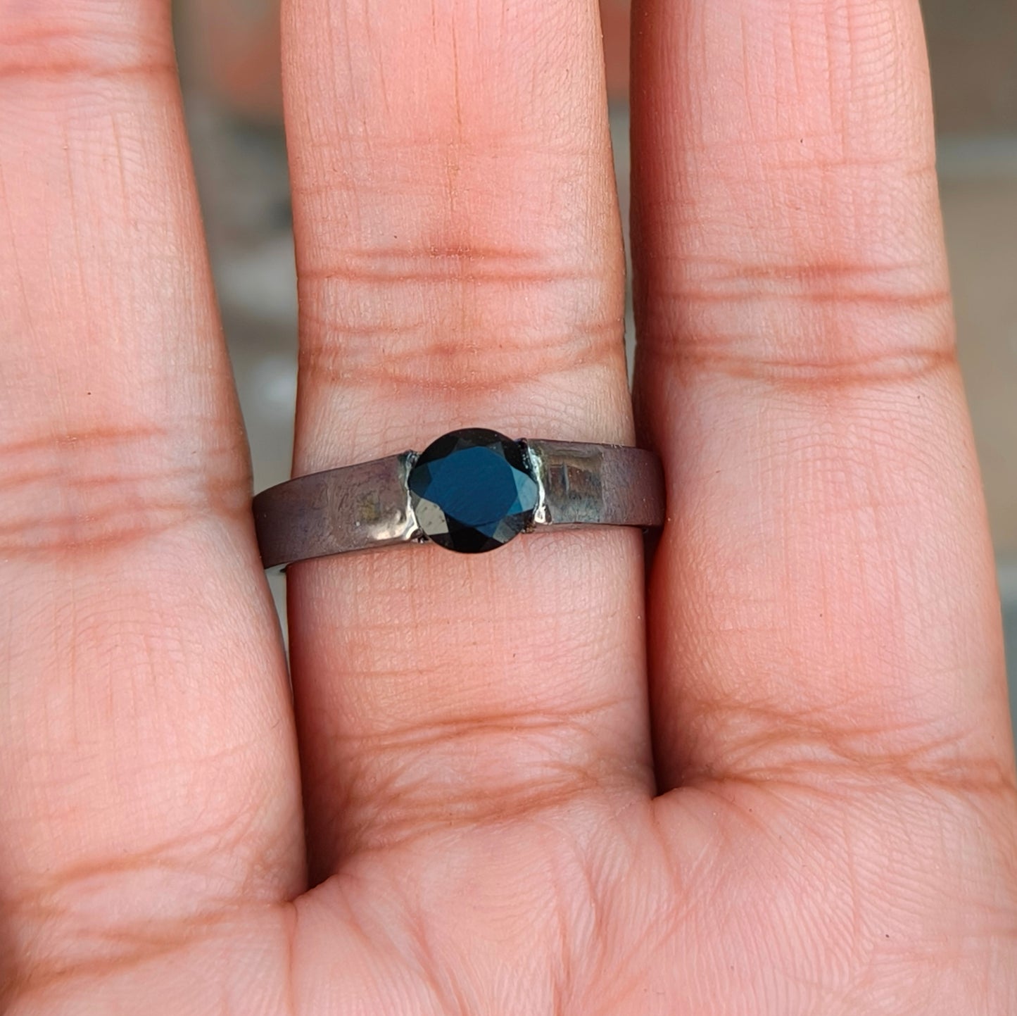 Men’s Black Onyx Band – Minimalist 925 Silver Ring