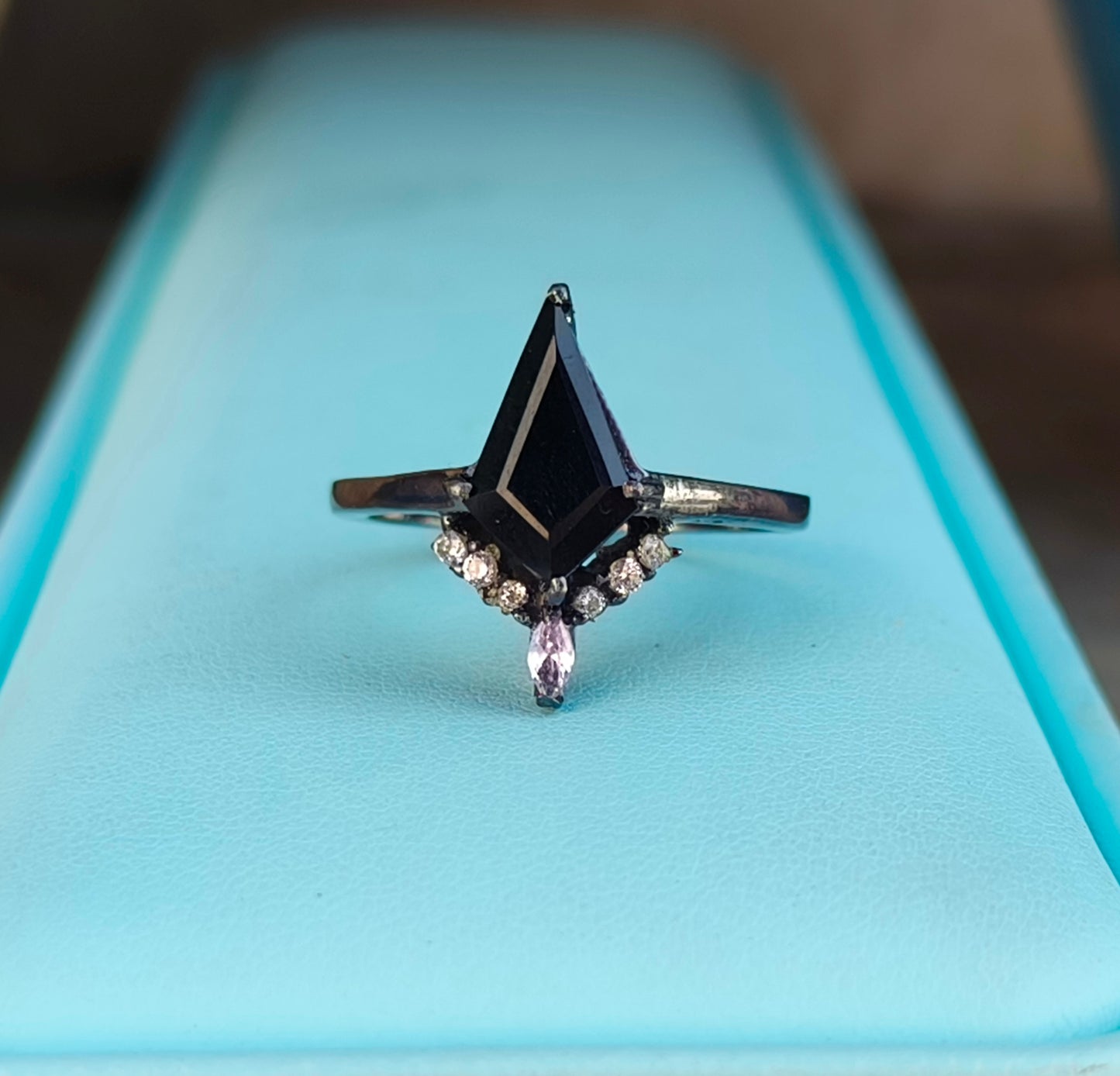 Black Onyx Kite Ring – Dainty Silver