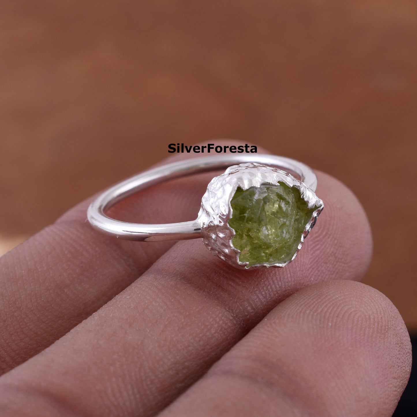 925 Sterling Silver Peridot Ring - SilverForestaa