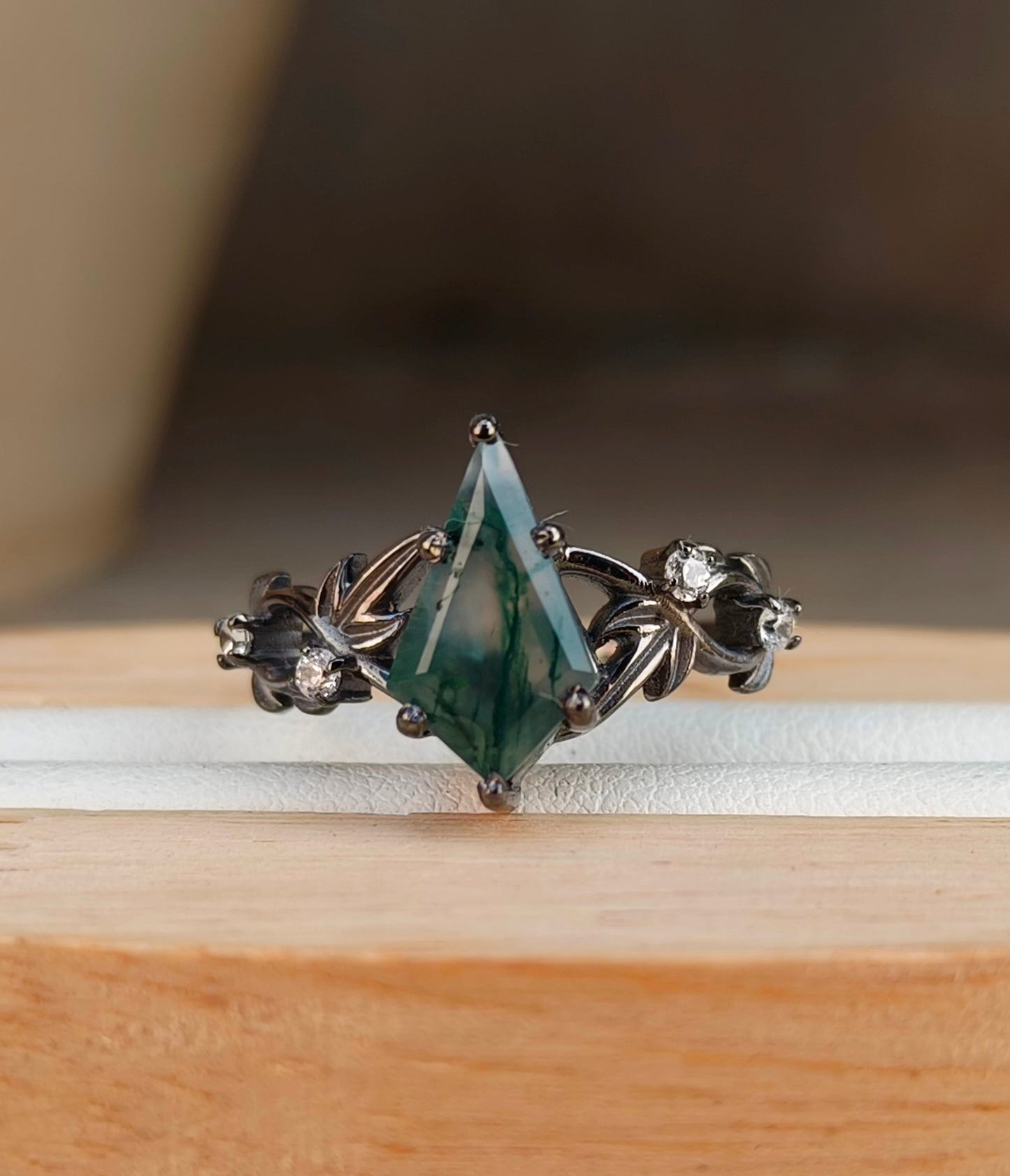 Moss Agate Ring- 925 Sterling Silver Branches, Nature Inspired