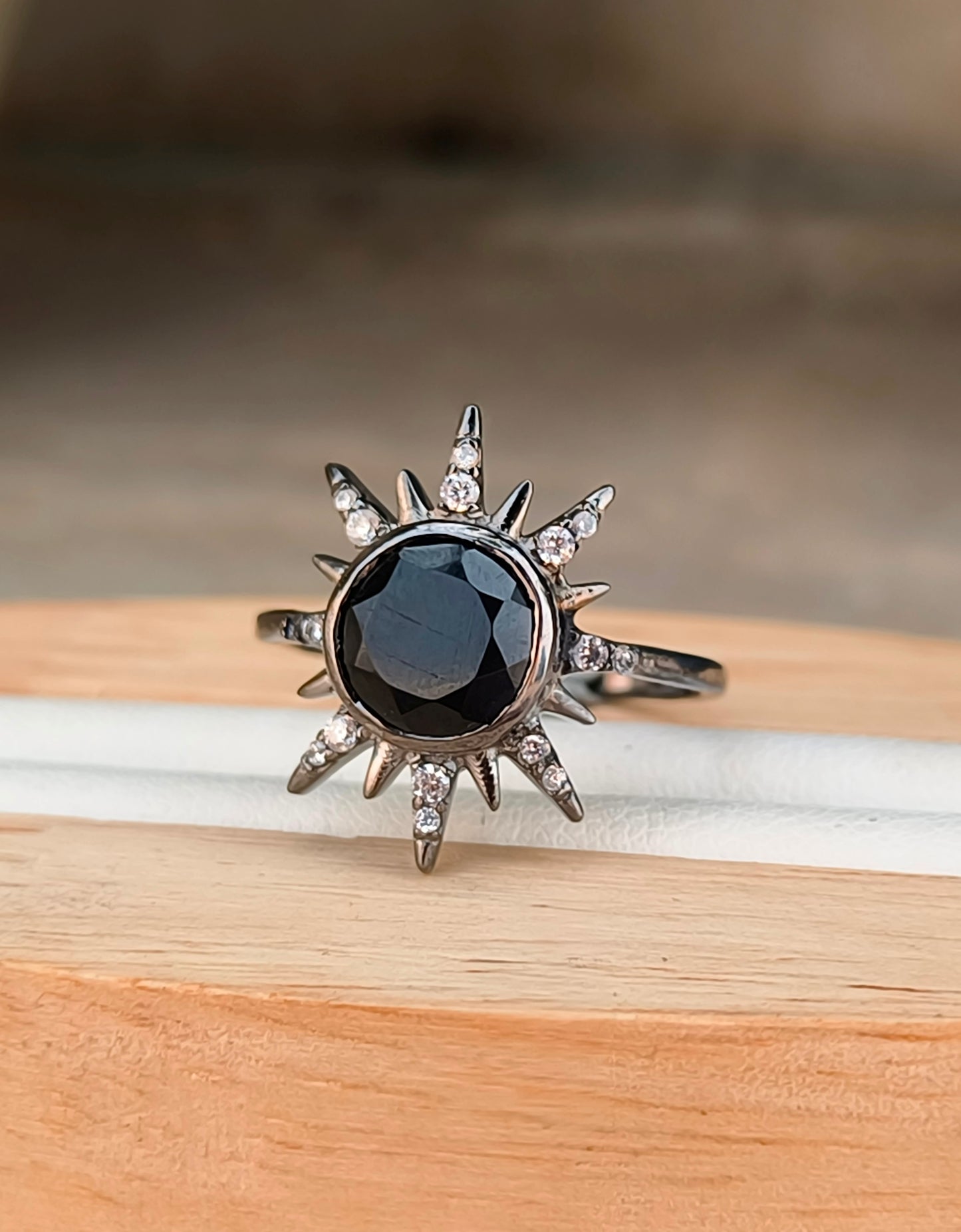 Sunburst Black Onyx Ring – Sterling Silver, SilverForestaa