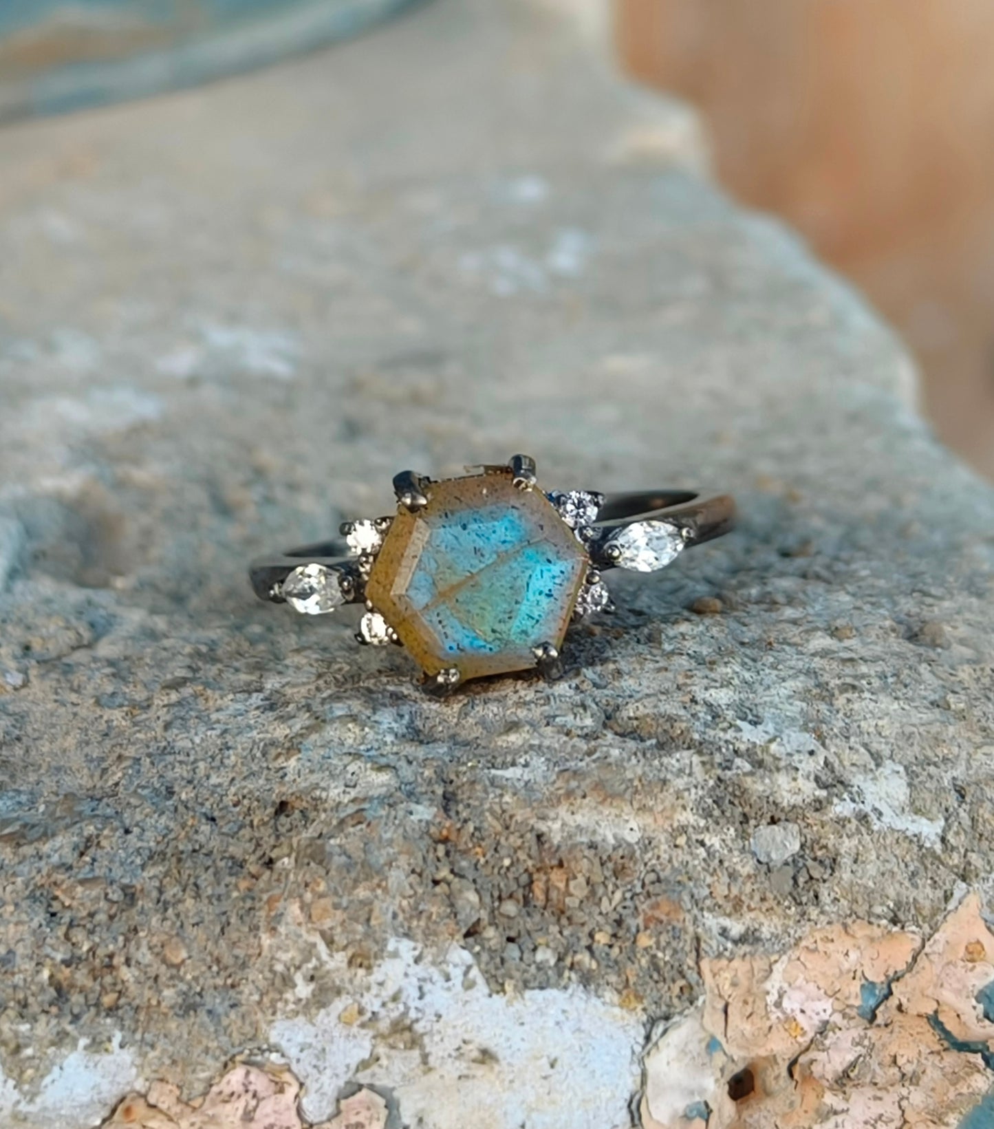 Nature Inspired Labradorite Ring – 925 Sterling Silver