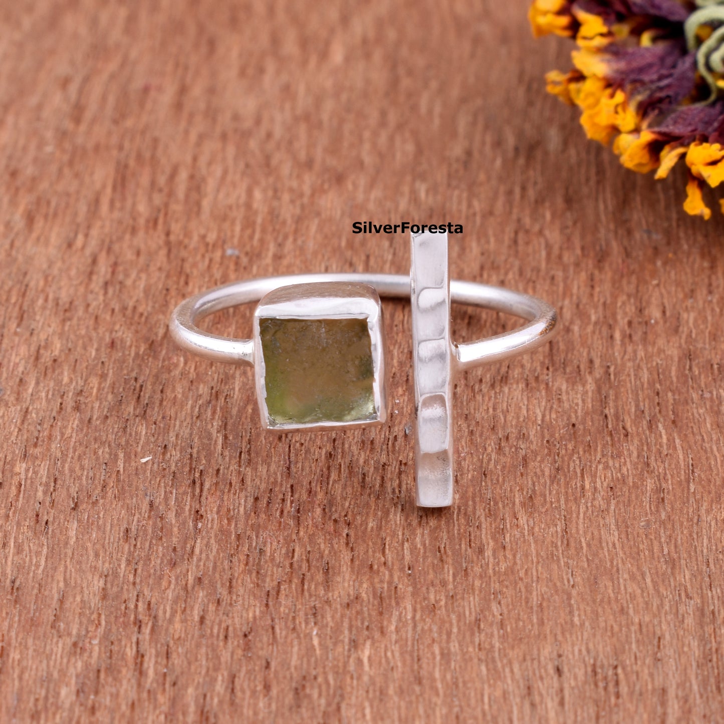 Sterling Silver Moldavite Ring - SilverForestaa