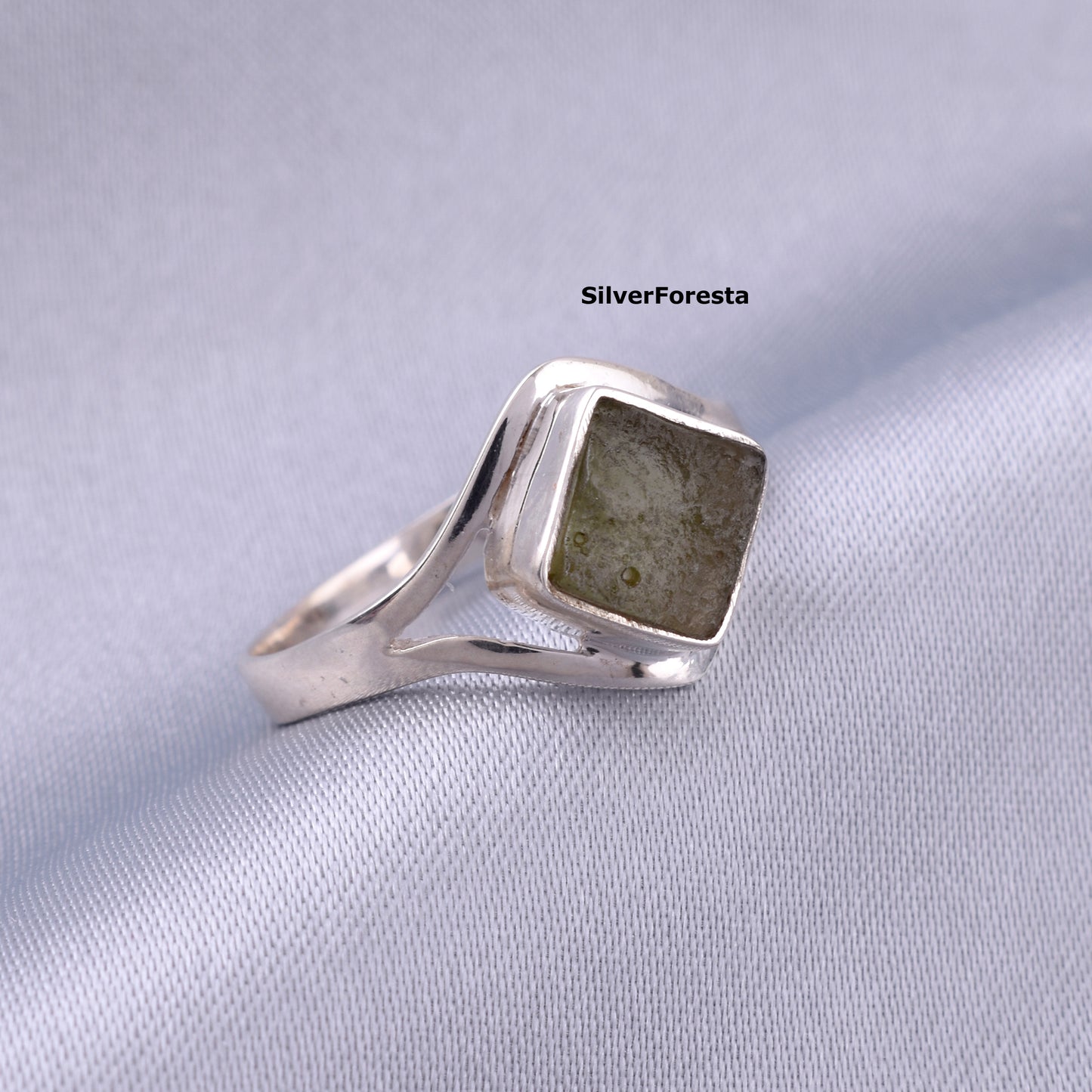 Authentic Raw Moldavite Ring Healing Crystal - SilverForestaa