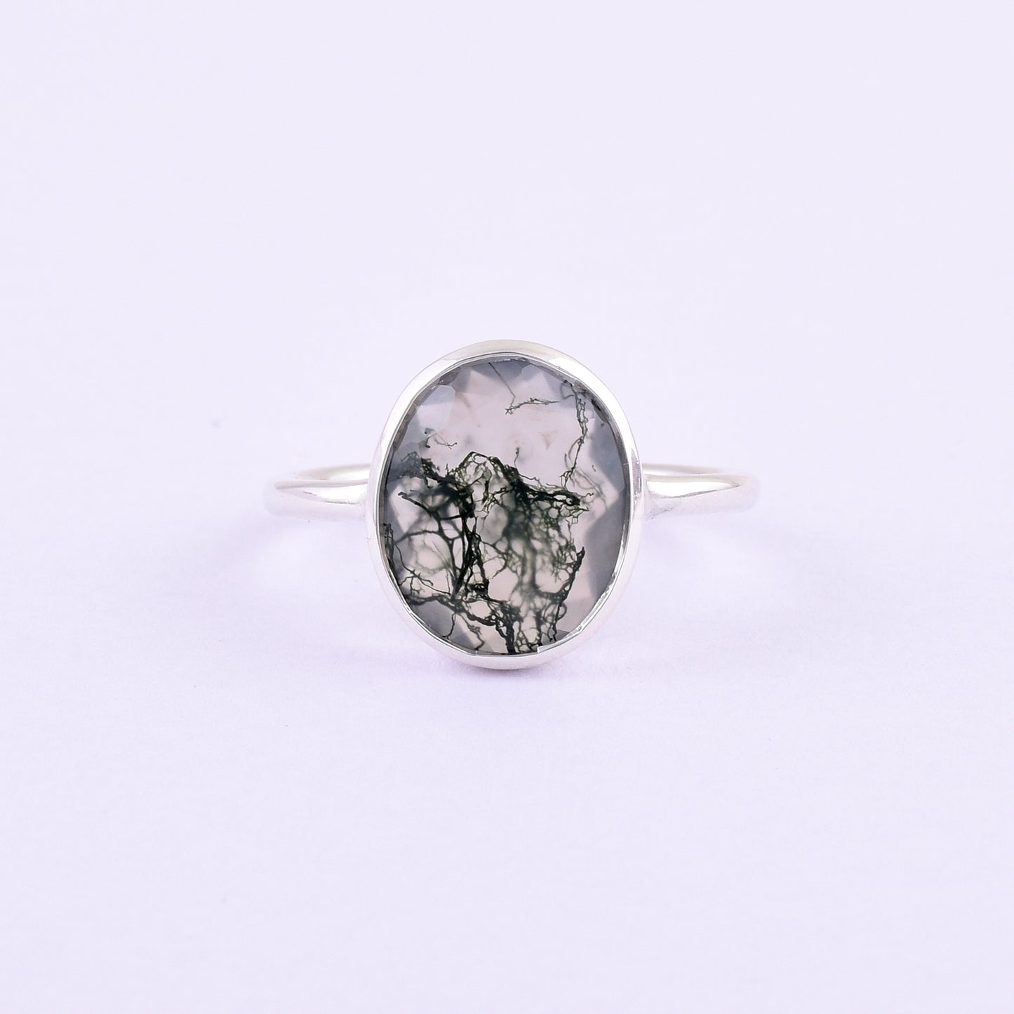 Midnight Moss Agate Silver Ring - SilverForestaa