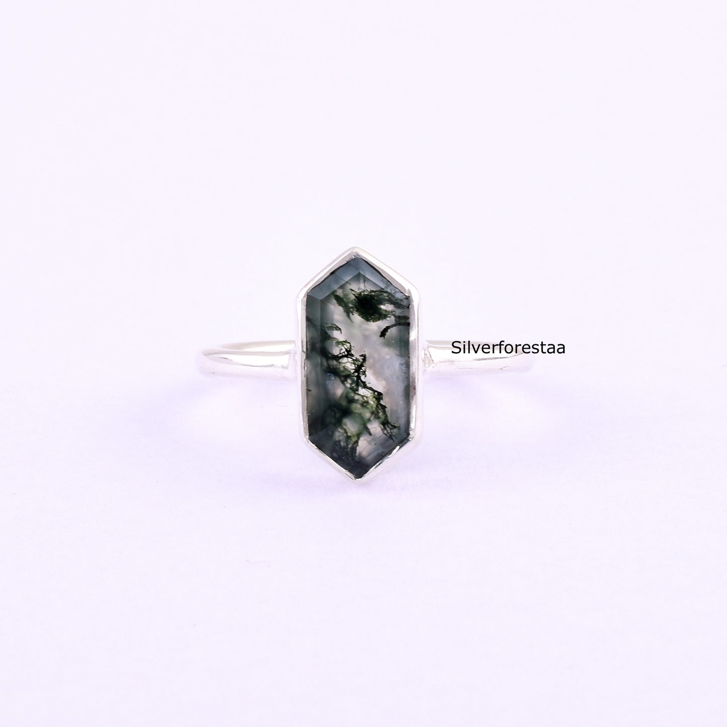 Moss Agate Gemstone Silver Ring | SilverForesta