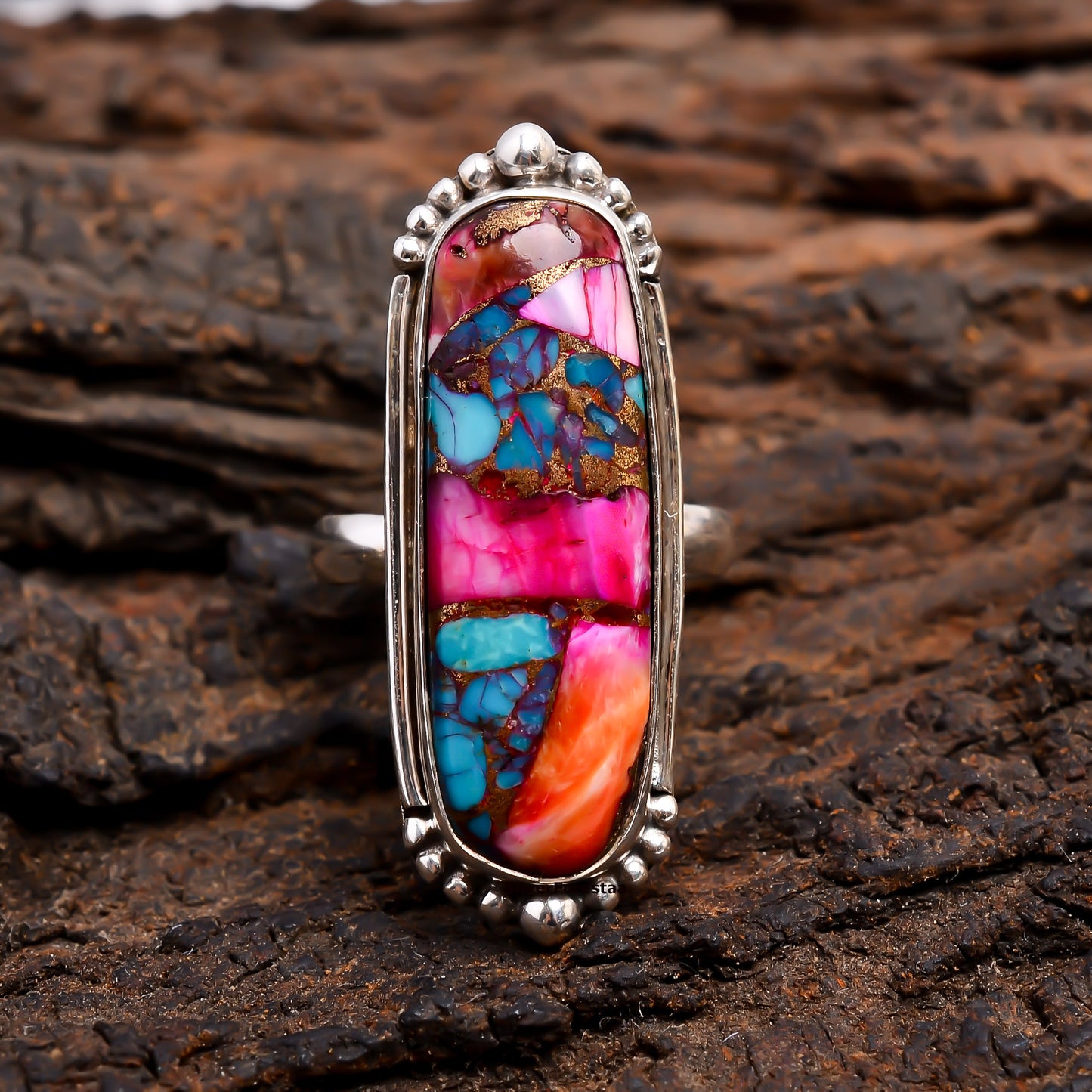 Purple Copper Mohave Turquoise Women's Ring – Handcrafted Elegance"